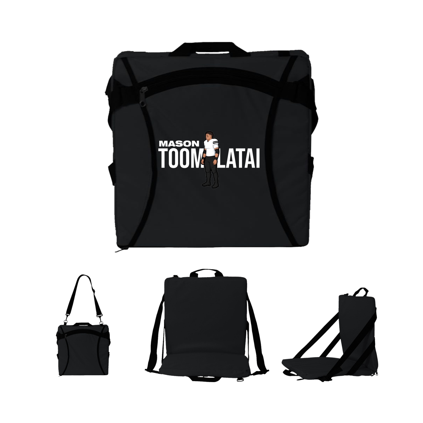 Folding Stadium Seat — Player Name in Black