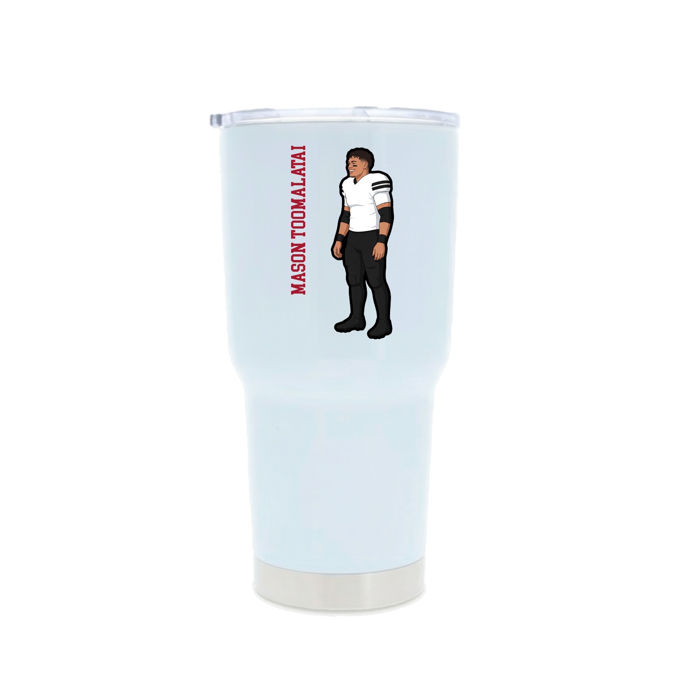 30oz Stainless Steel Tumbler — Name Vertical in White