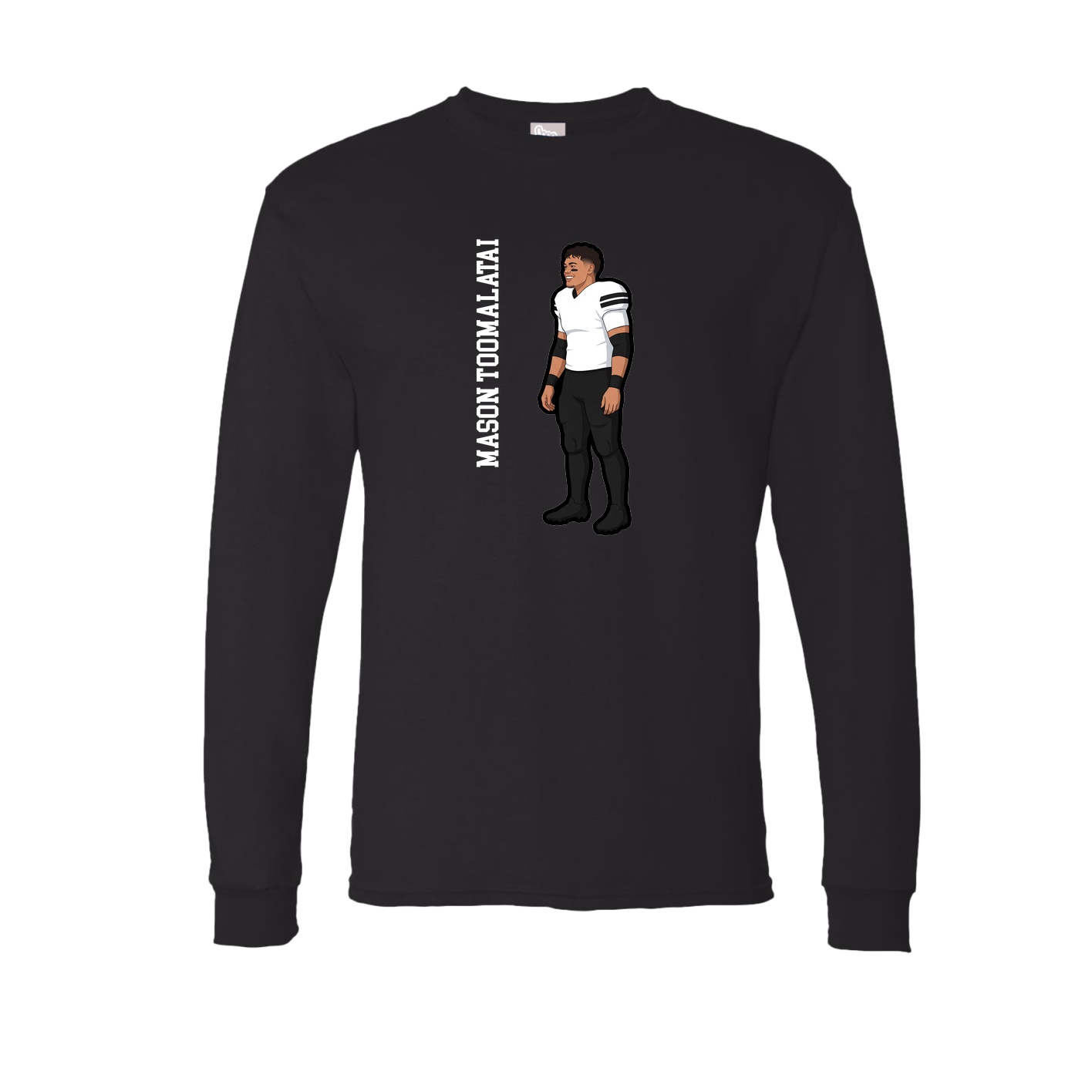 Long Sleeve Tee — Name Vertical in Black
