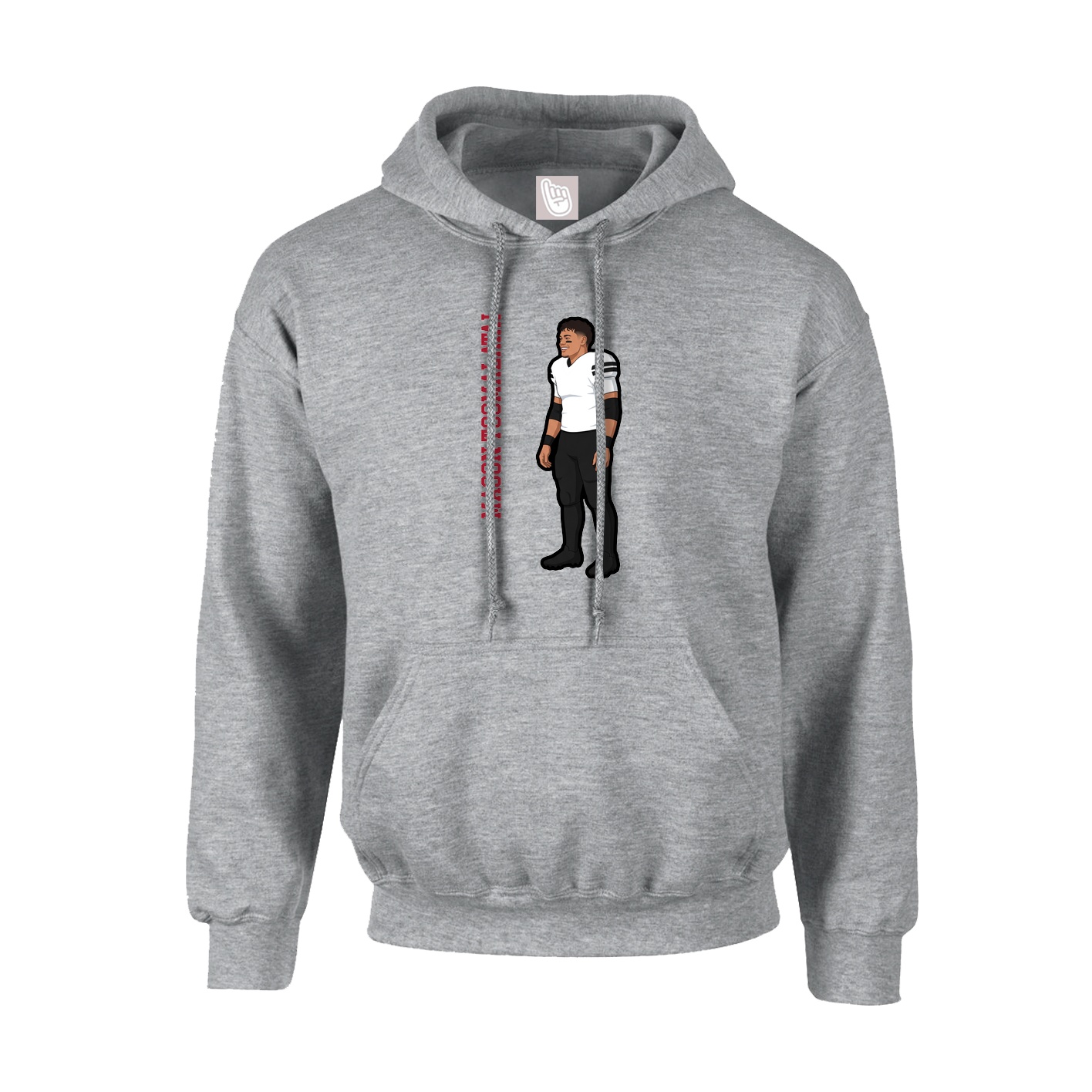 Hoodie — Name Vertical in Grey