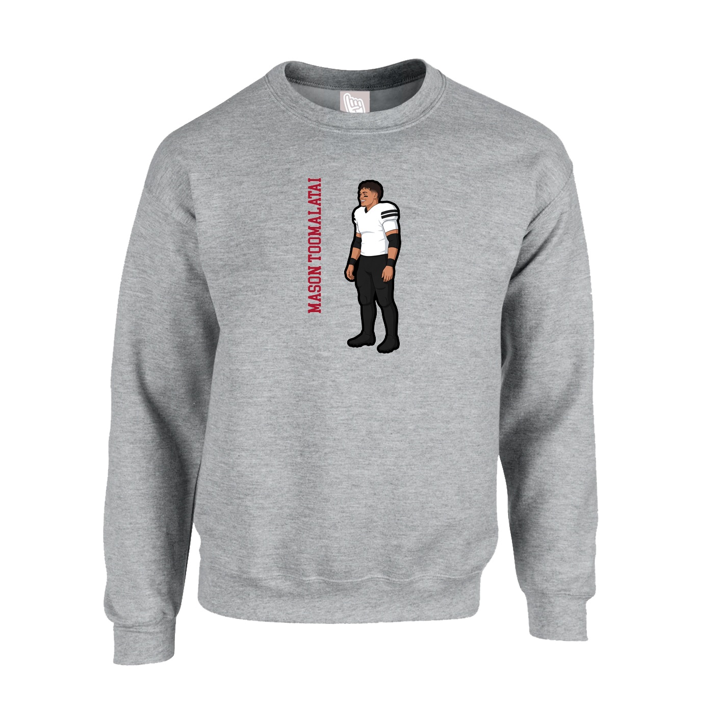 Fleece Crew — Name Vertical in Grey