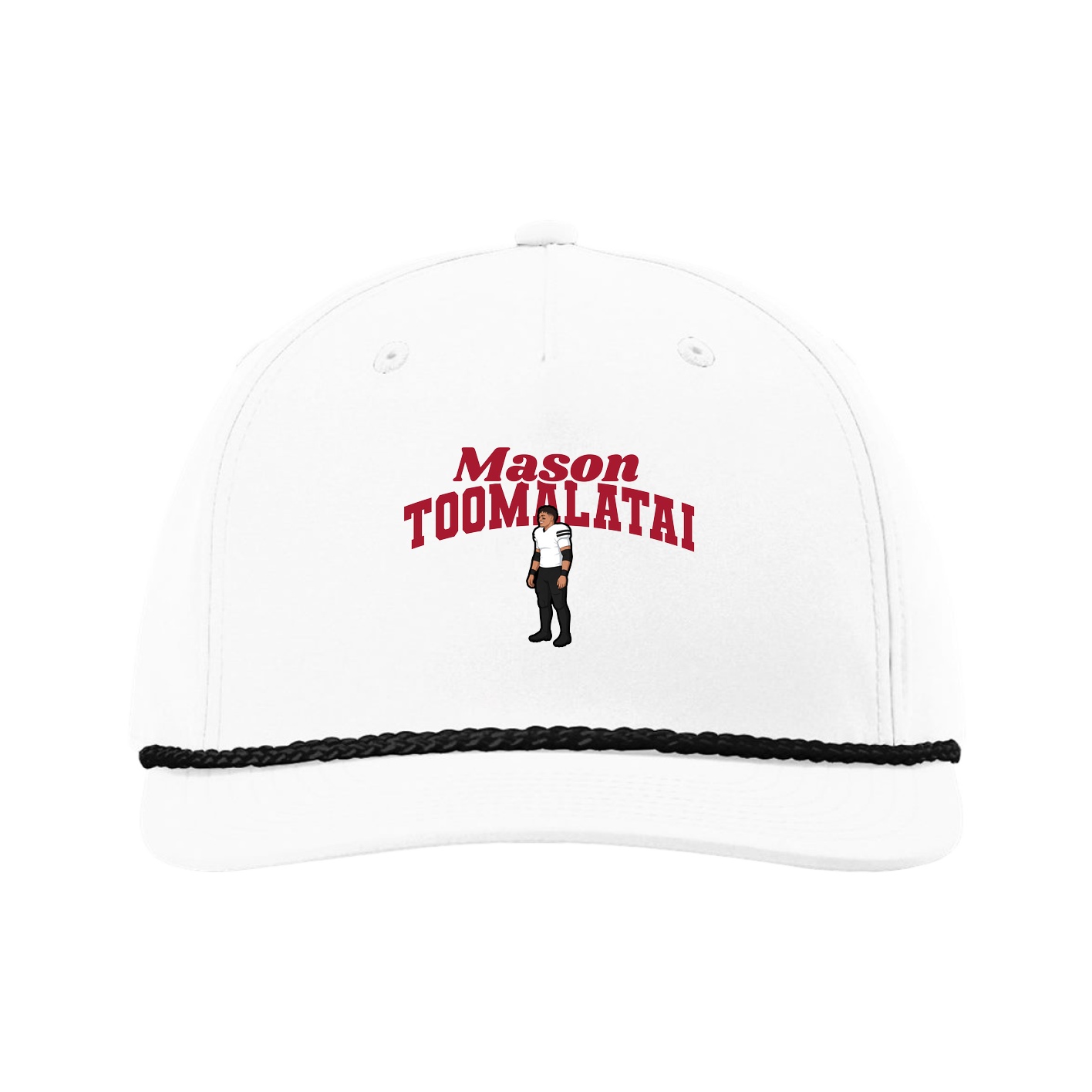 Five-Panel Classic Rope Cap — Signature Arch in White