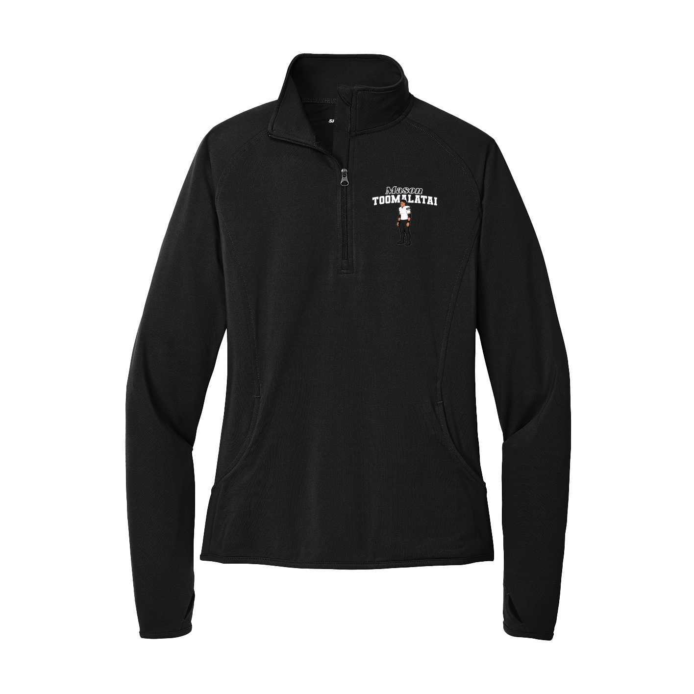 Women's Q-Zip Pullover — Name Arch in Black