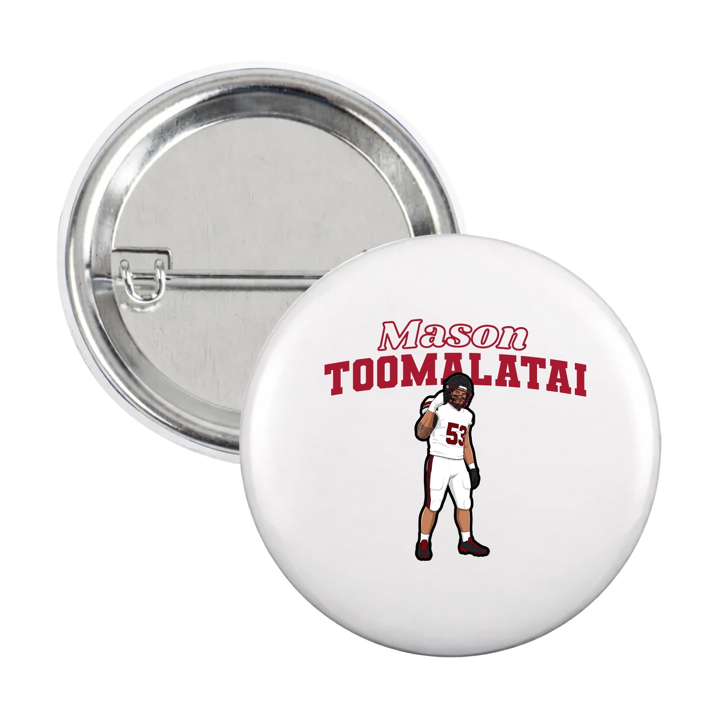 Game Day Button — Name Arch in White