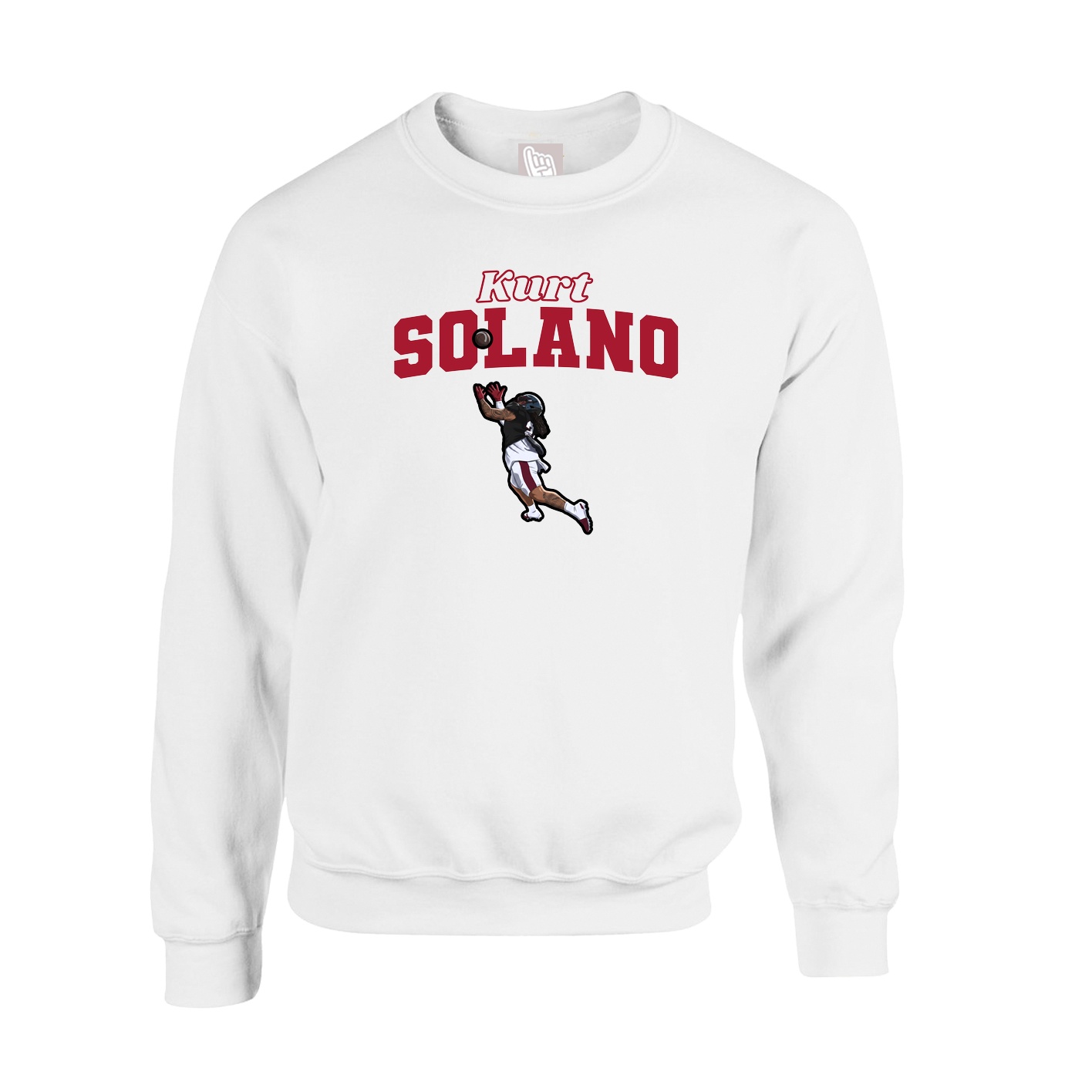 Fleece Crew — Name Arch in White
