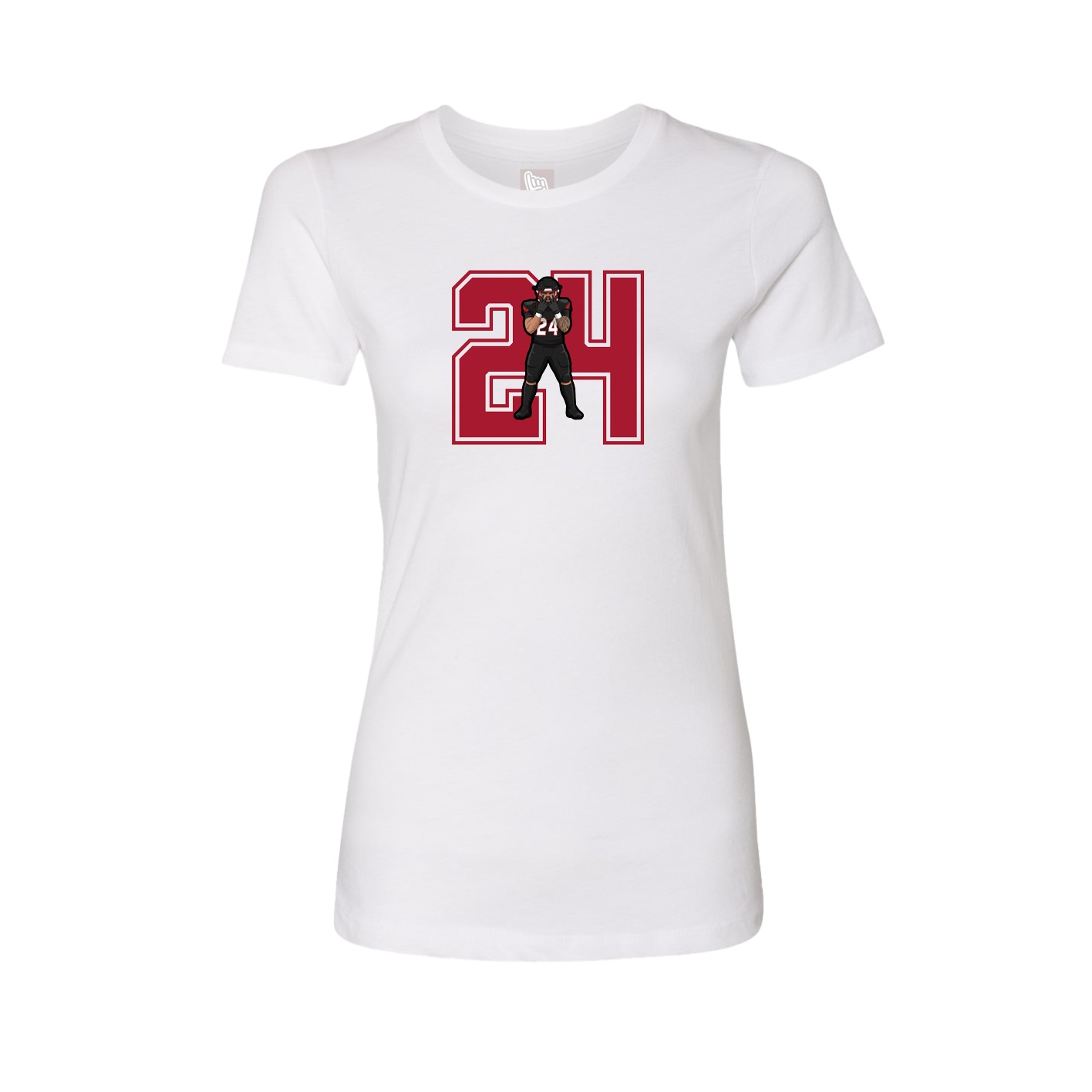 Fitted Women's Tee — Number in White