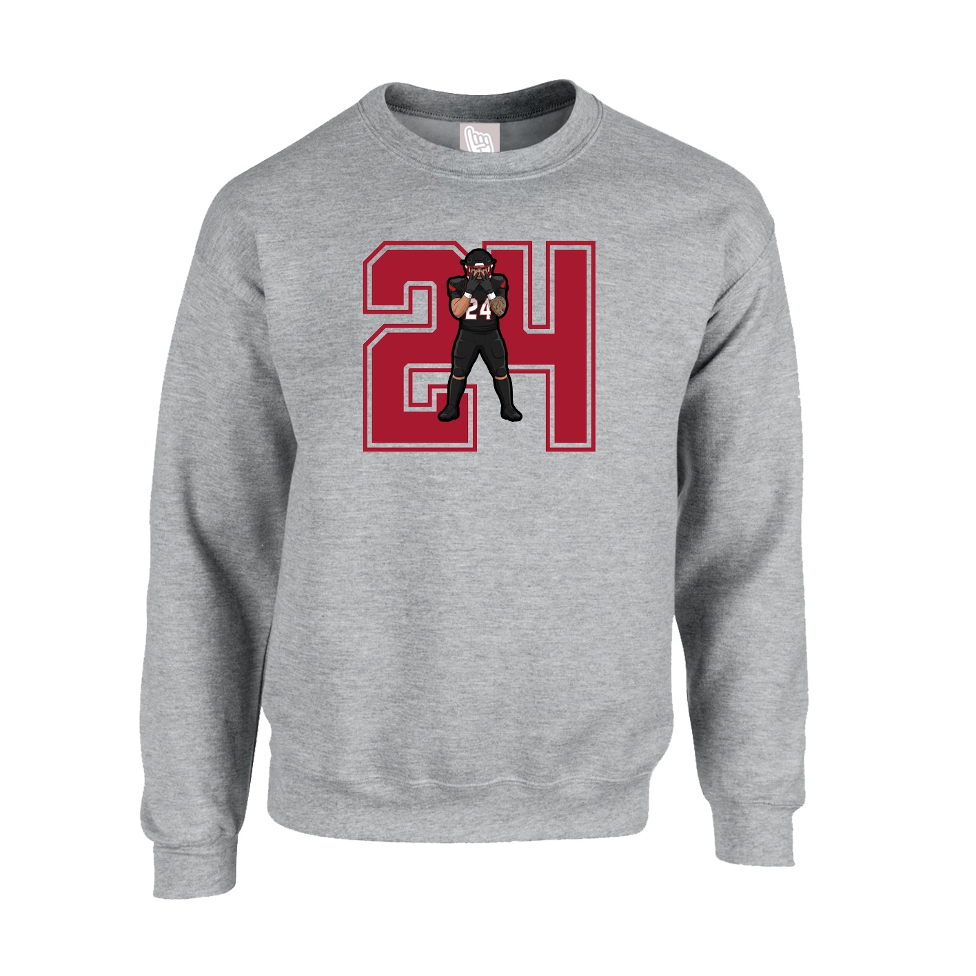 Fleece Crew — Number in Grey