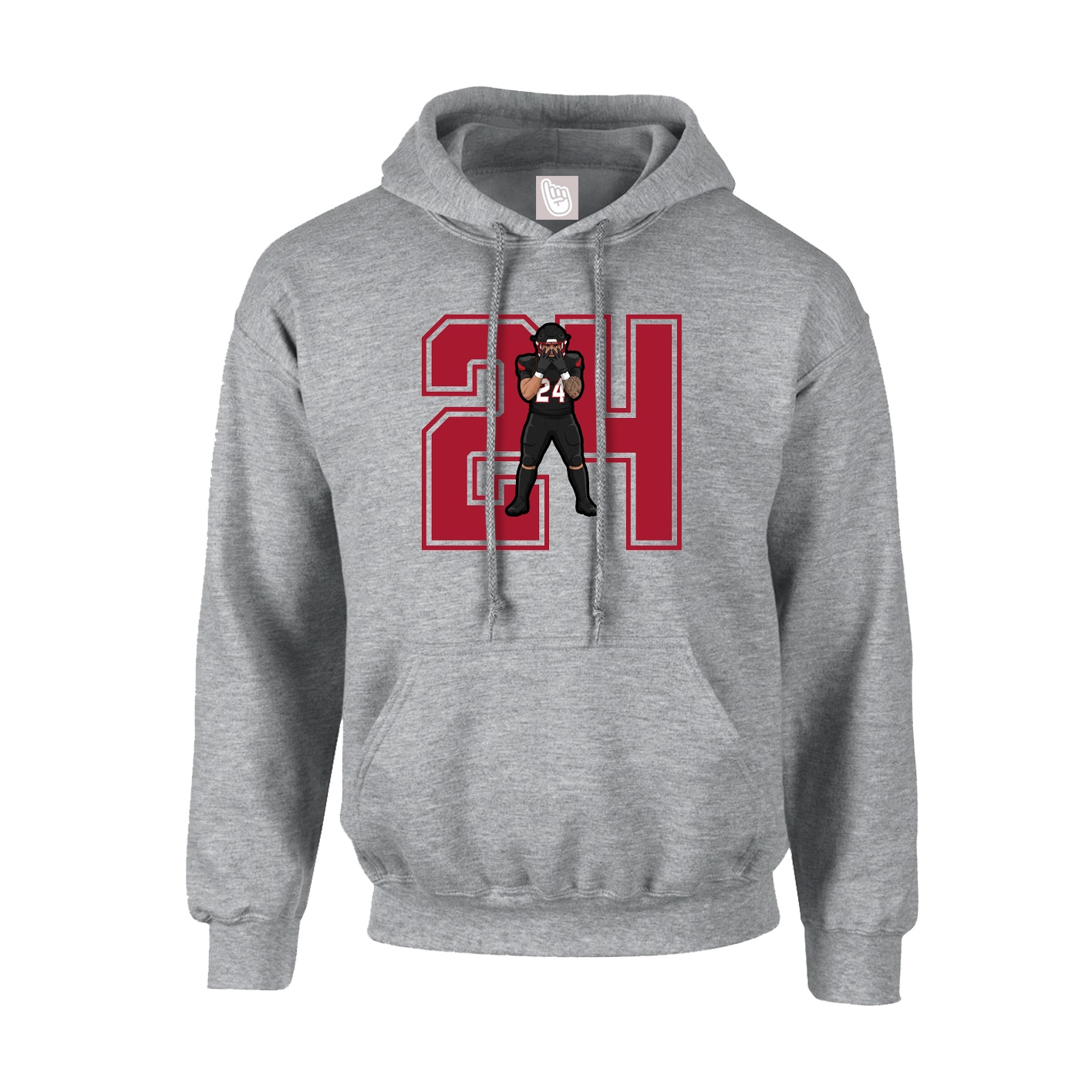 Youth Hoodie — Number in Grey