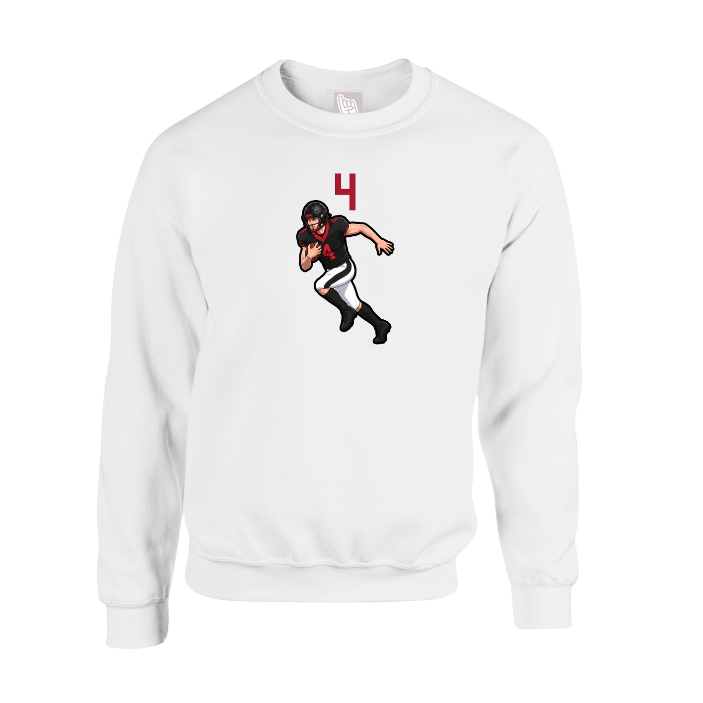 Fleece Crew — Number Top in White