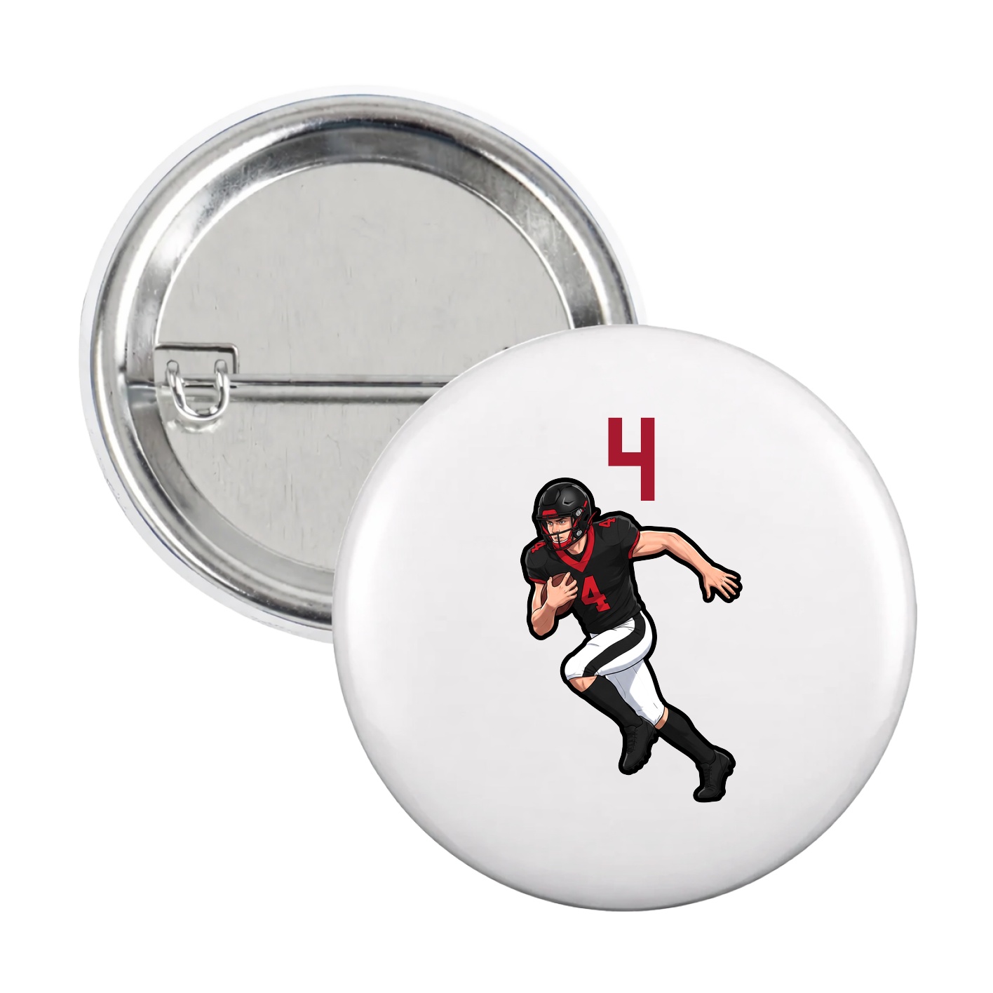 Game Day Button — Number Top in White