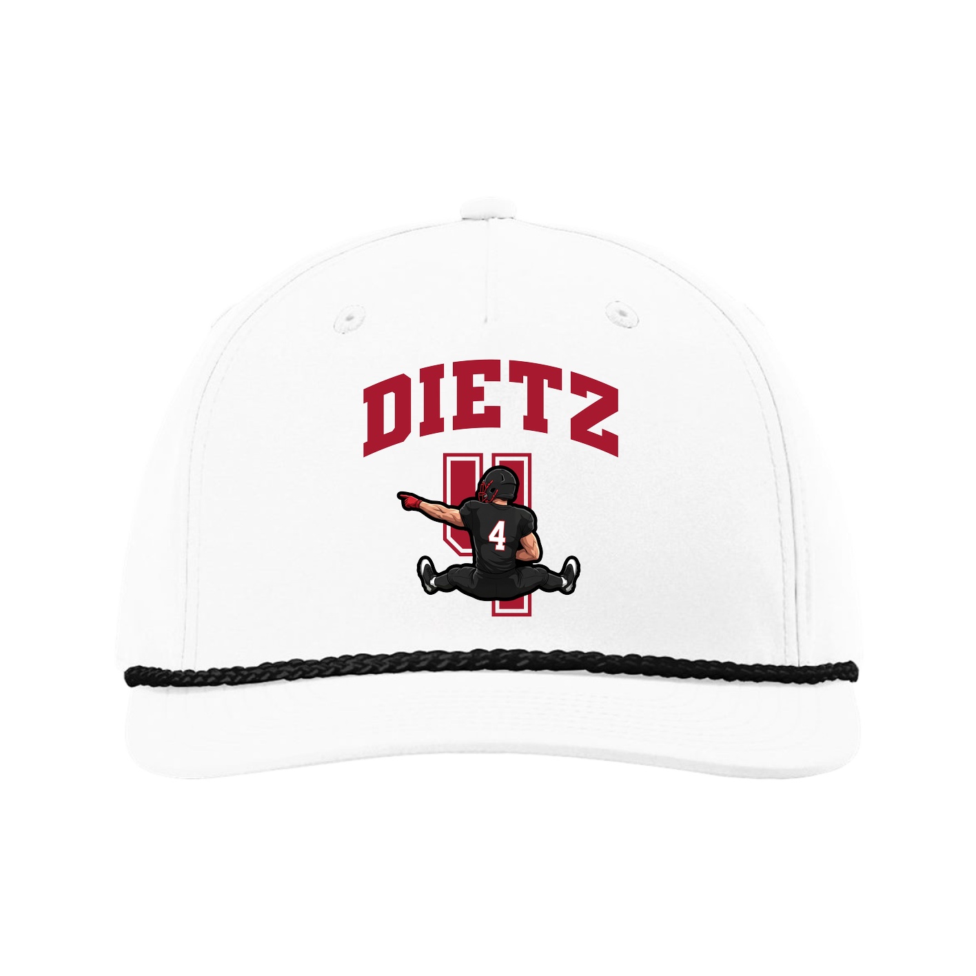 Five-Panel Classic Rope Cap — Number in White