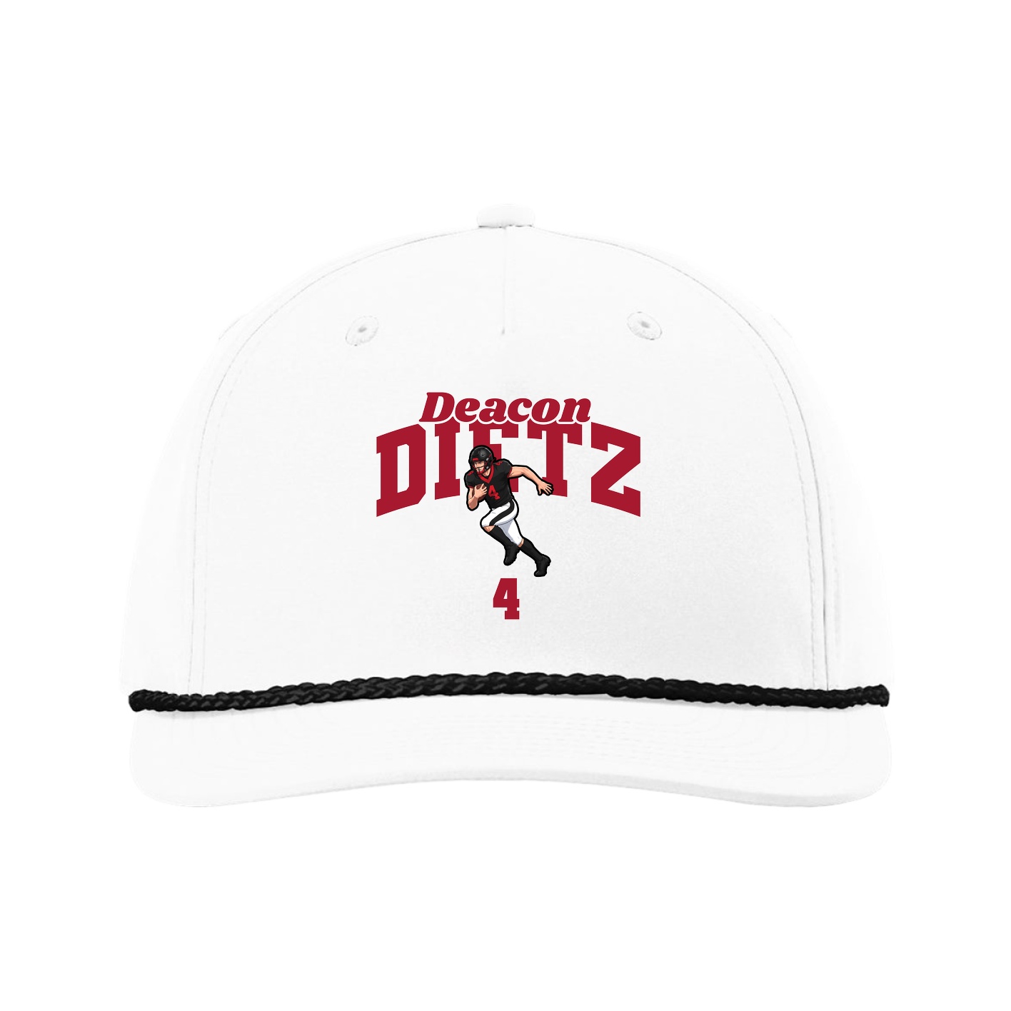 Five-Panel Classic Rope Cap — Signature Arch in White