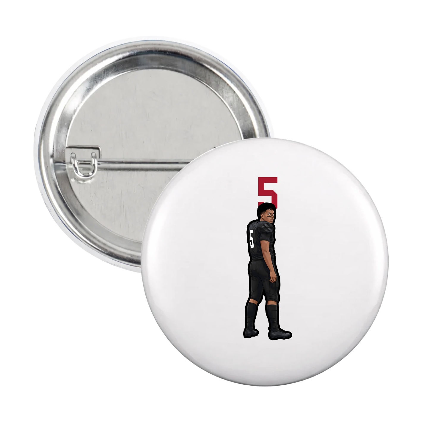 Game Day Button — Number Top in White