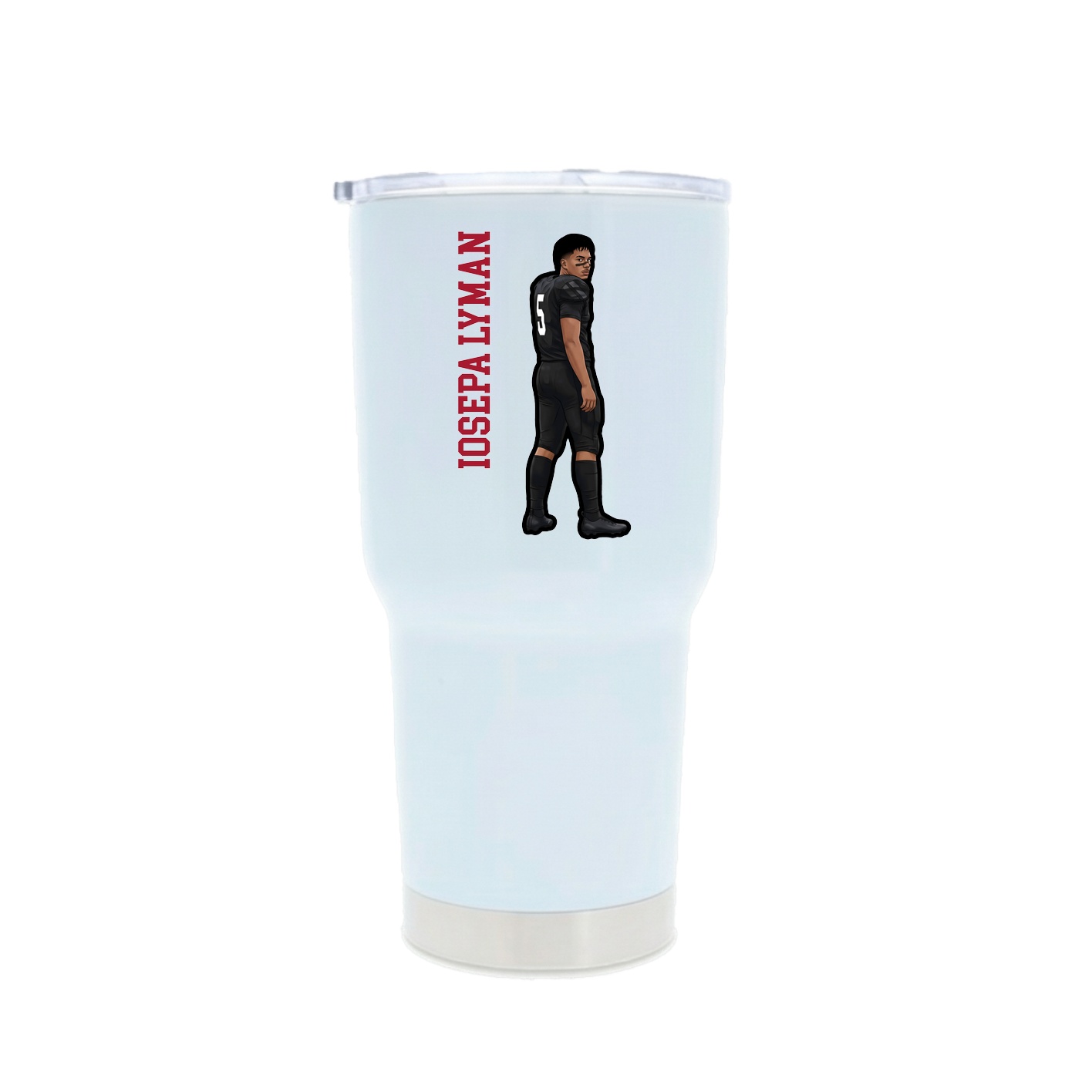 30oz Stainless Steel Tumbler — Name Vertical in White