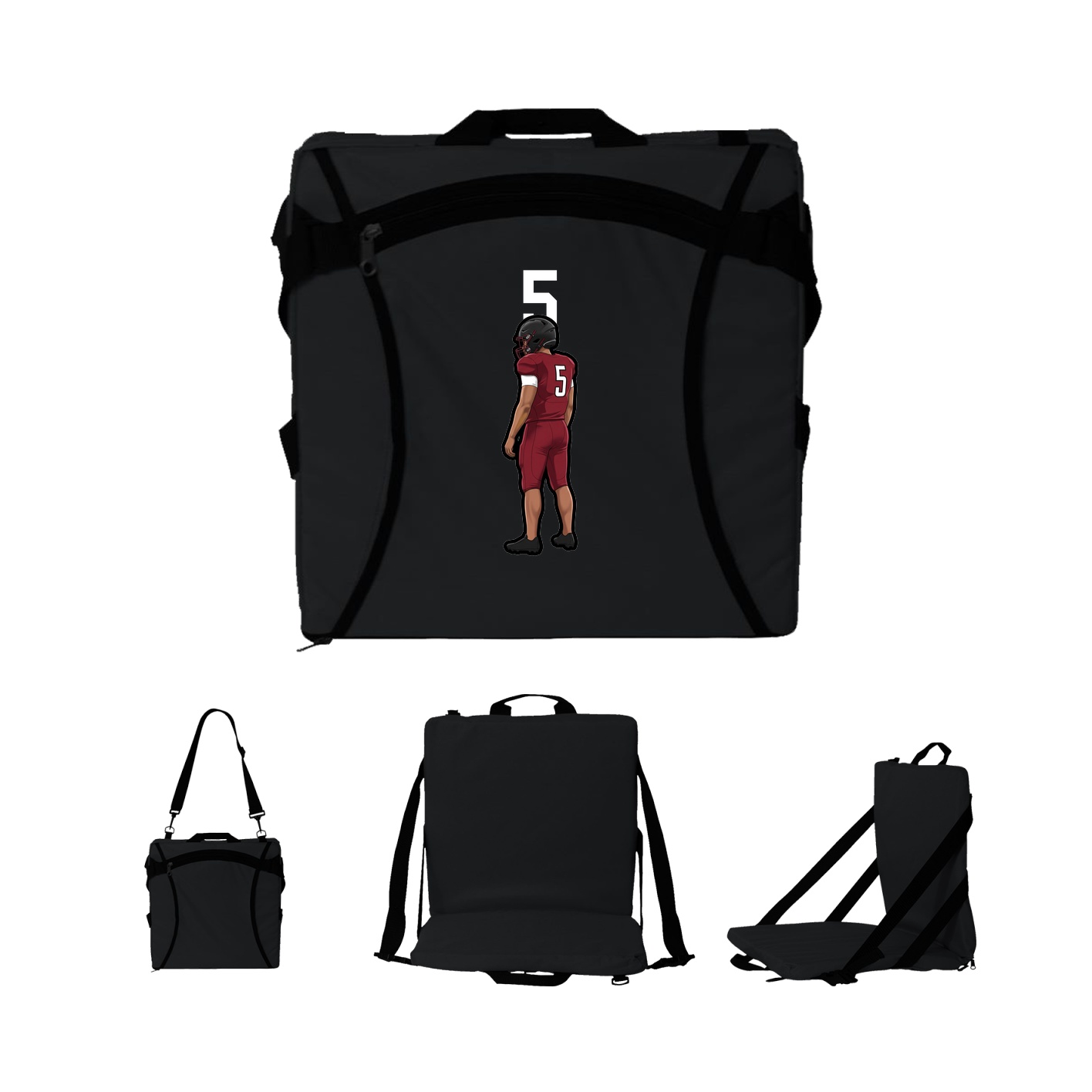 Folding Stadium Seat — Number Top in Black