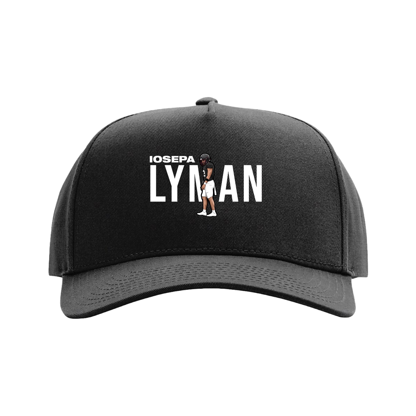 Full Fabric Five-Panel Champ Cap — Player Name in Black