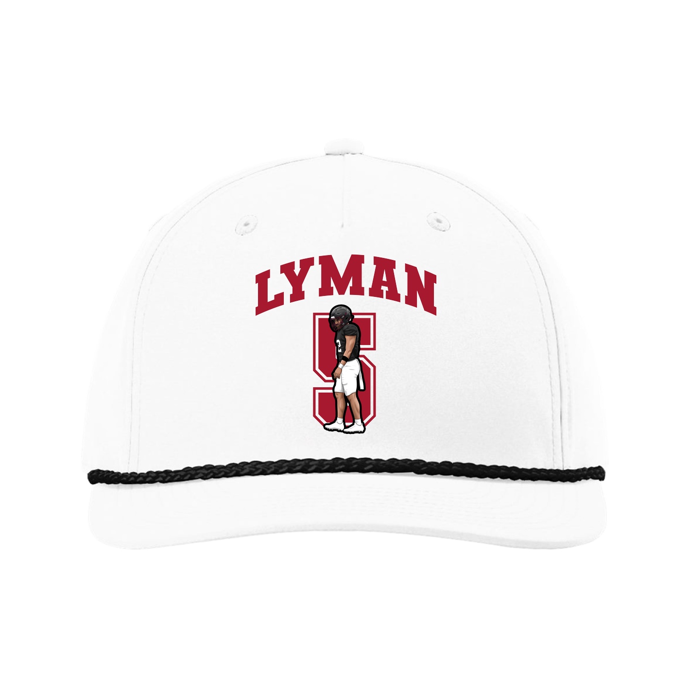 Five-Panel Classic Rope Cap — Number in White