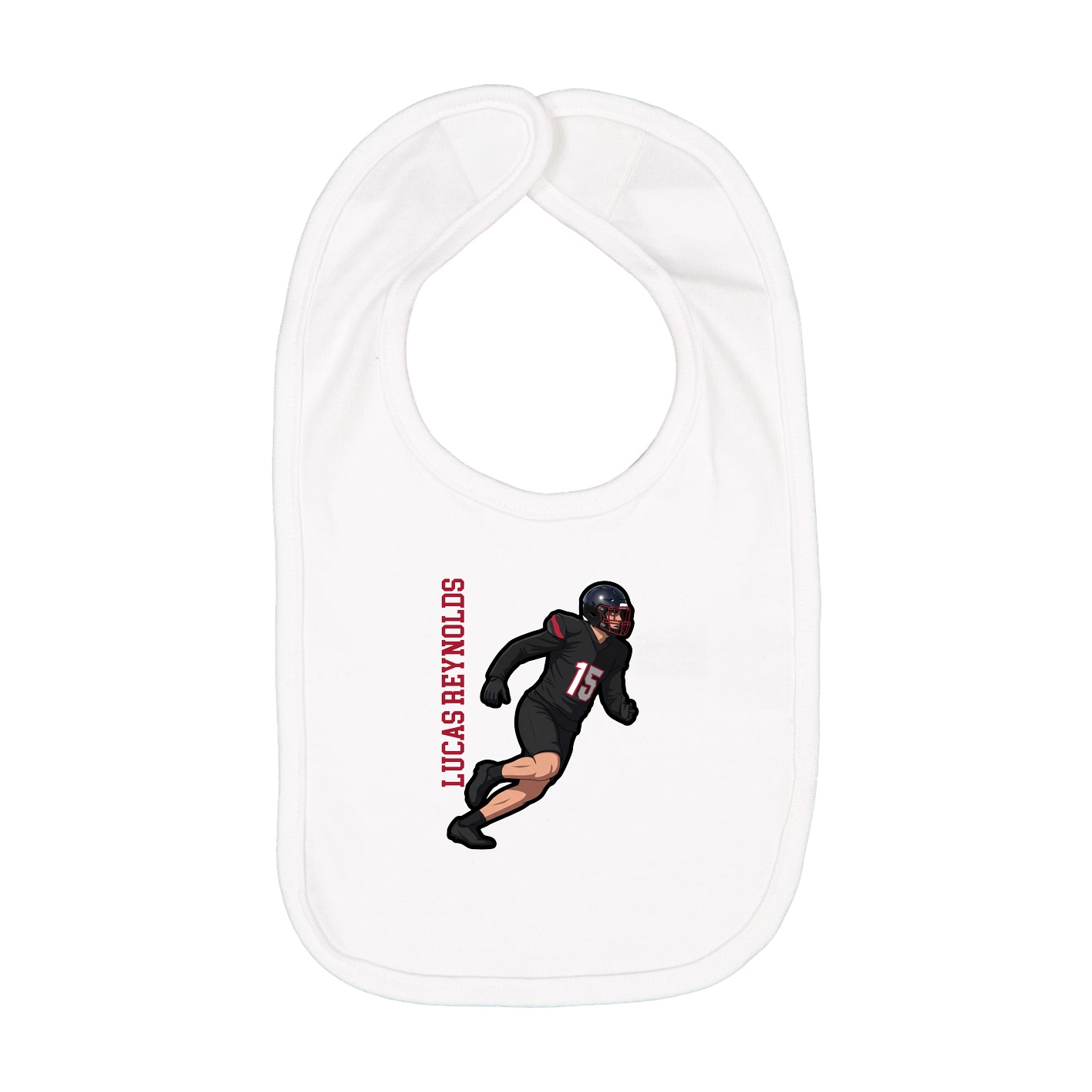 Infant Bib — Name Vertical in White