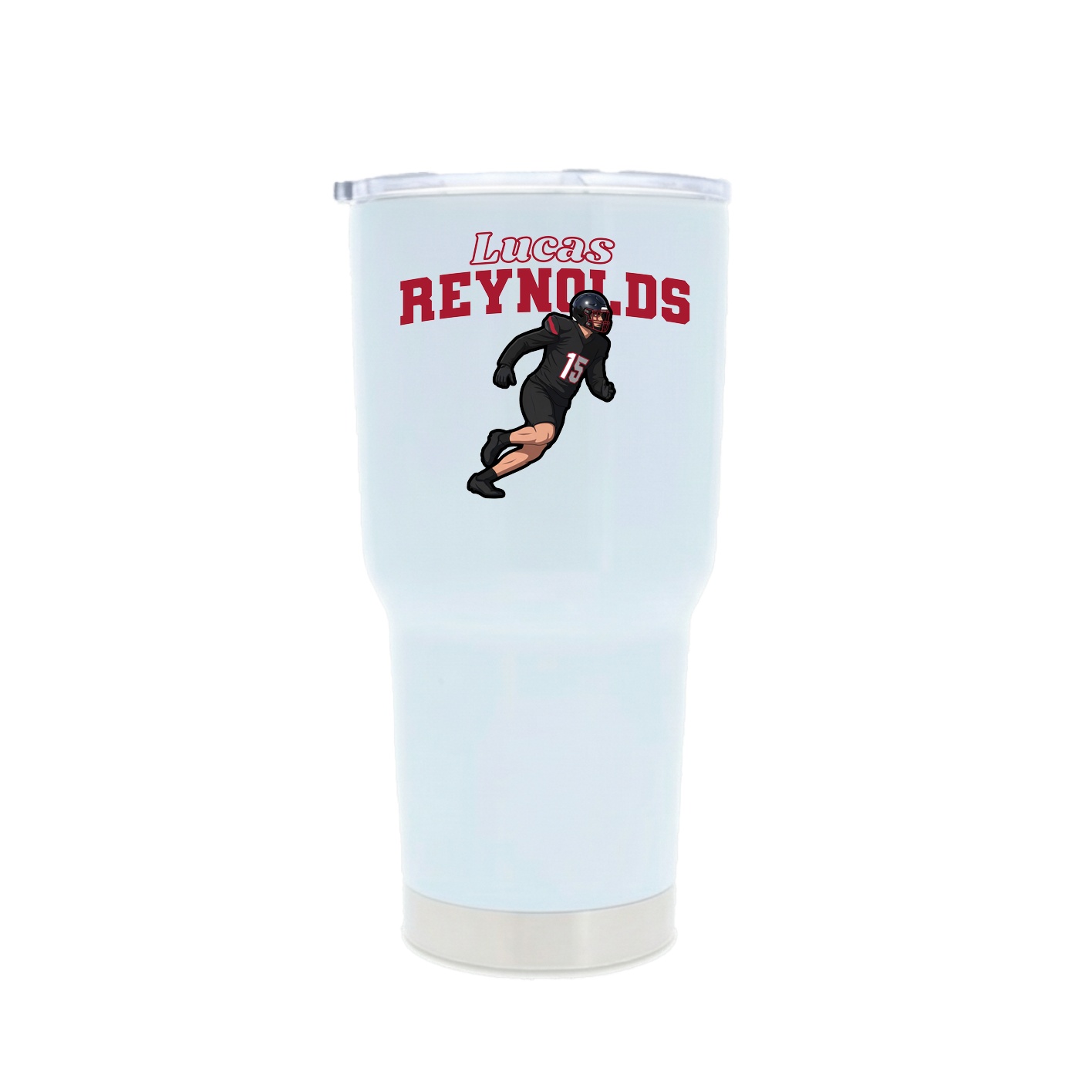 30oz Stainless Steel Tumbler — Name Arch in White