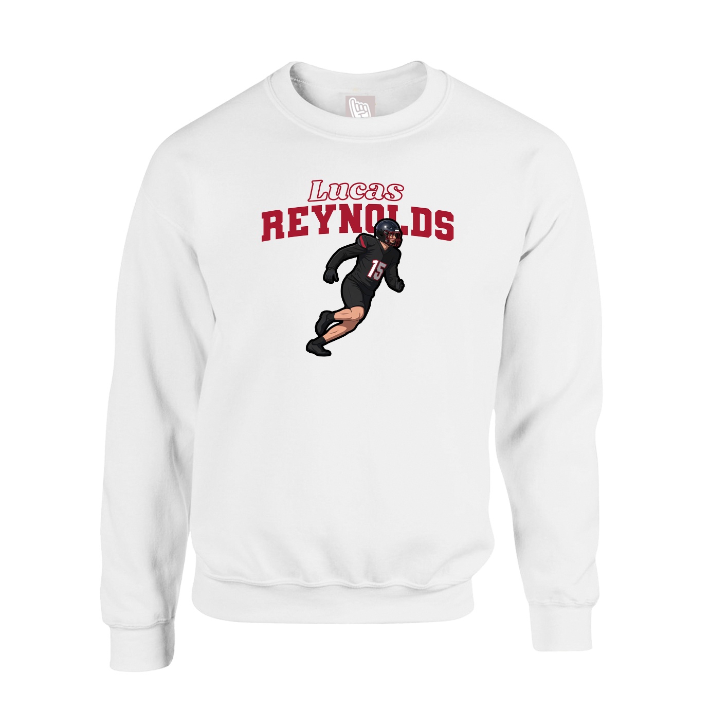 Fleece Crew — Name Arch in White