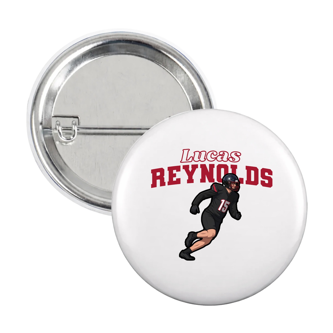 Game Day Button — Name Arch in White