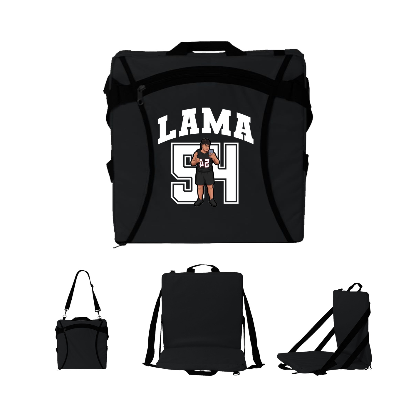 Folding Stadium Seat — Number in Black