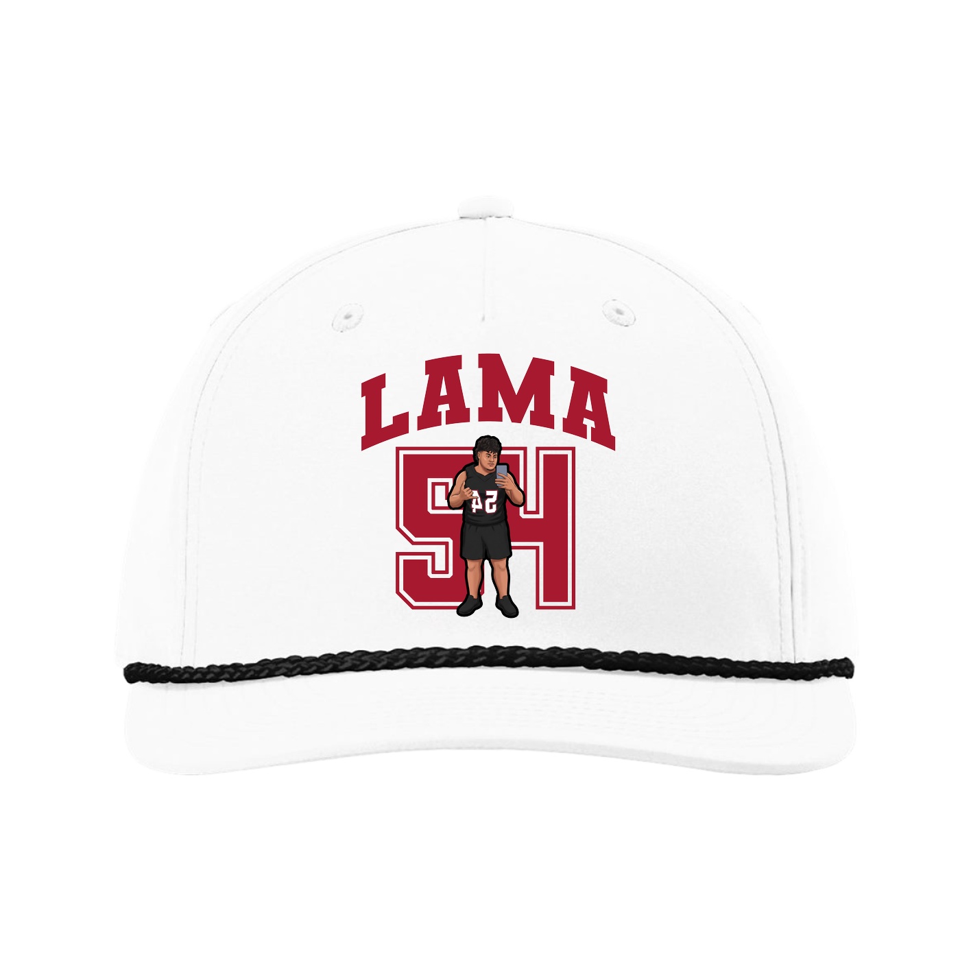 Five-Panel Classic Rope Cap — Number in White