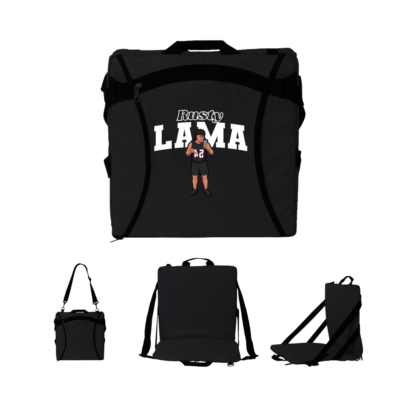 Folding Stadium Seat — Name Arch in Black