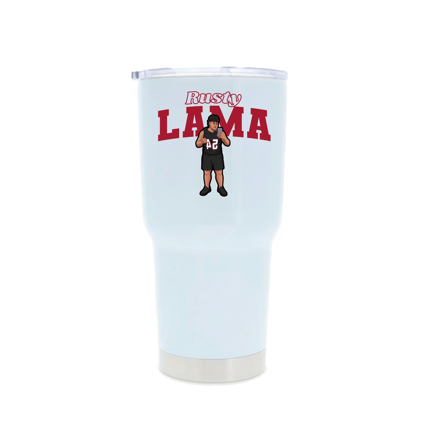 30oz Stainless Steel Tumbler — Name Arch in White