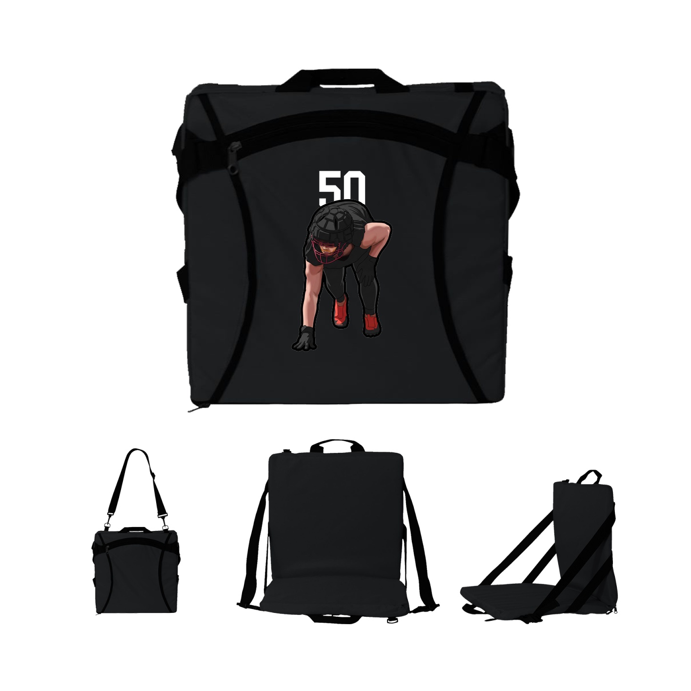 Folding Stadium Seat — Number Top in Black