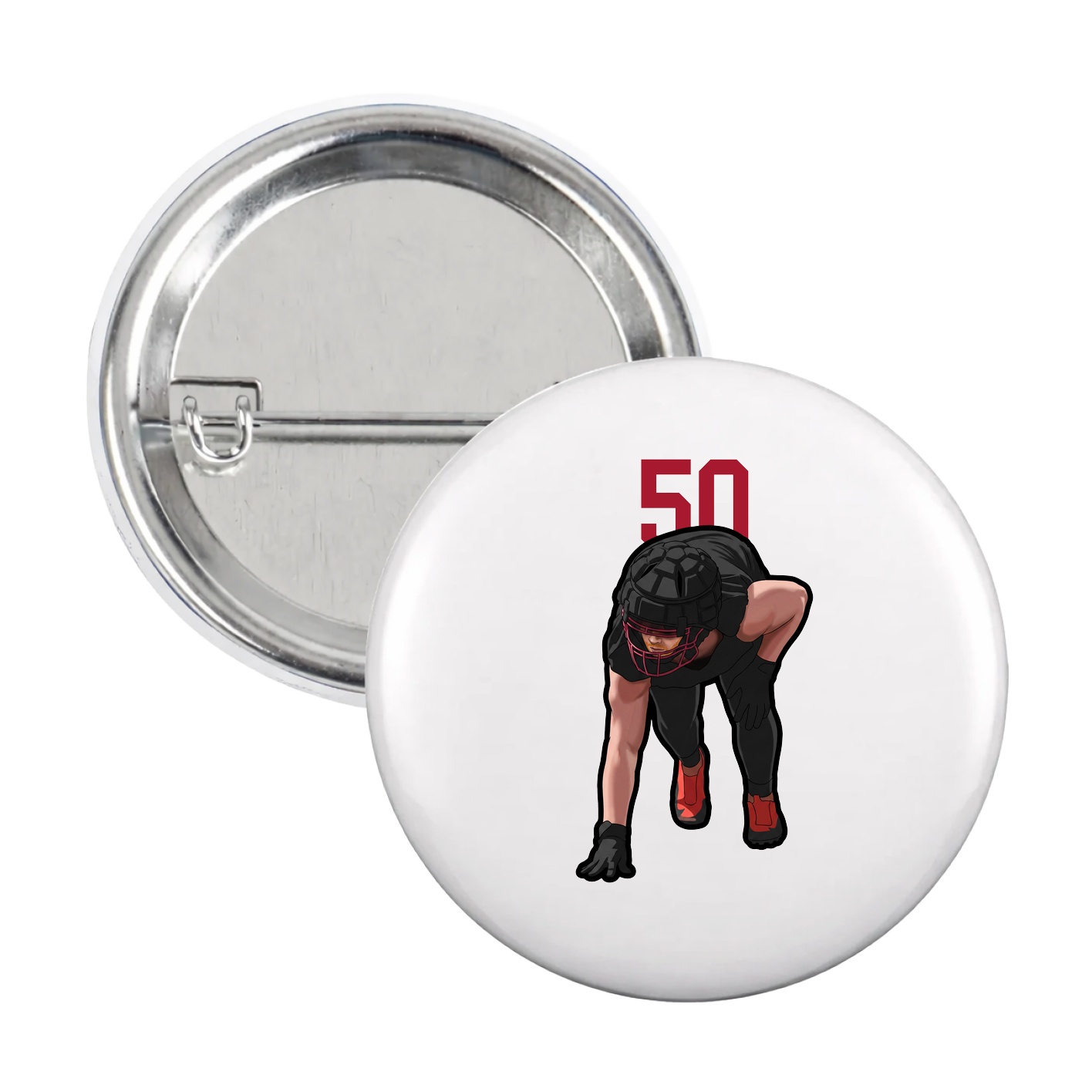 Game Day Button — Number Top in White