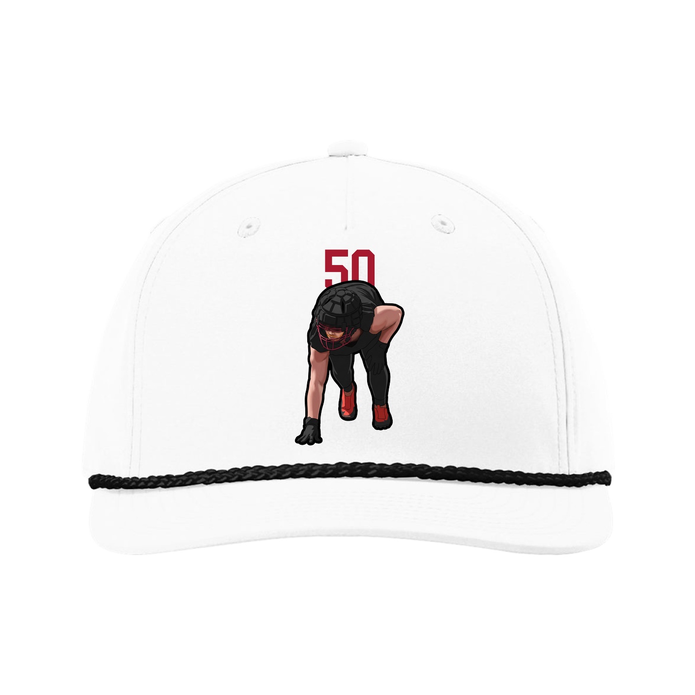 Five-Panel Classic Rope Cap — Number Top in White