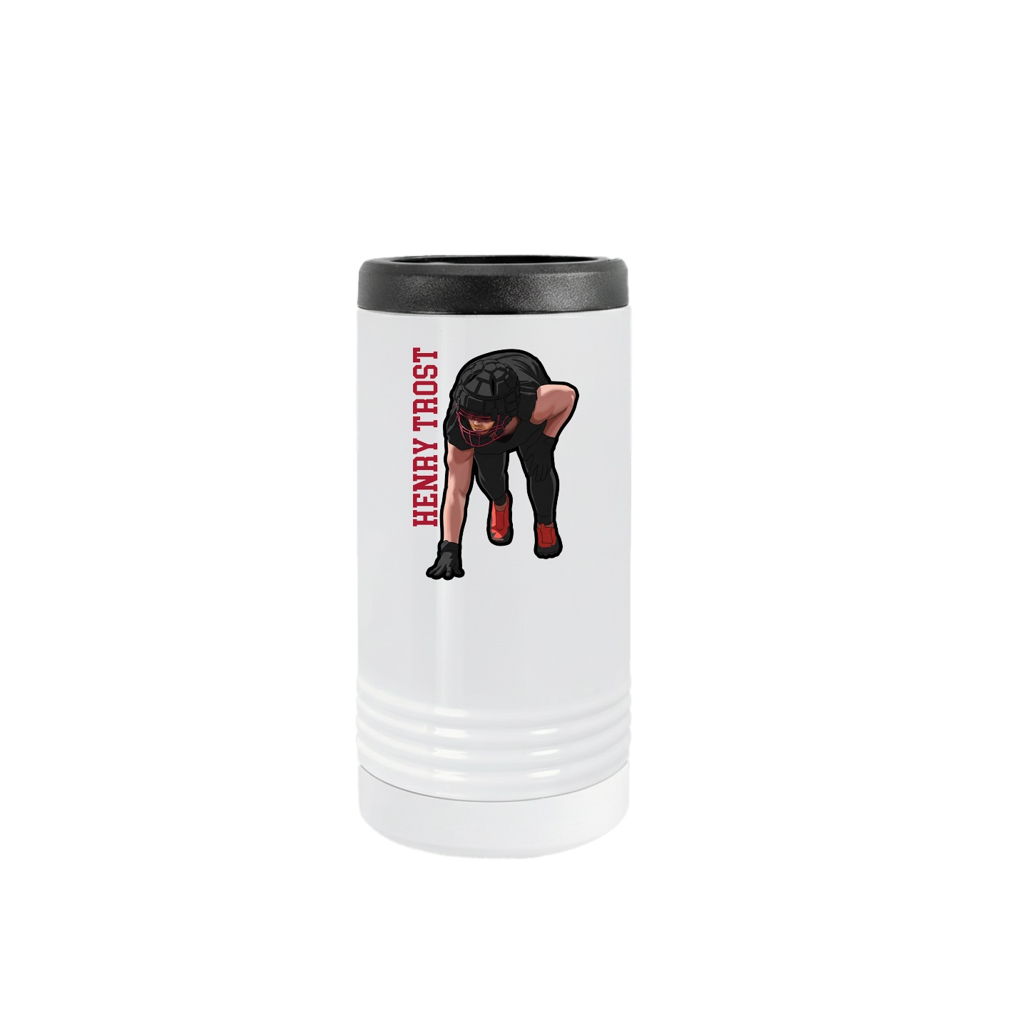 Slim Beverage Holder — Name Vertical in White