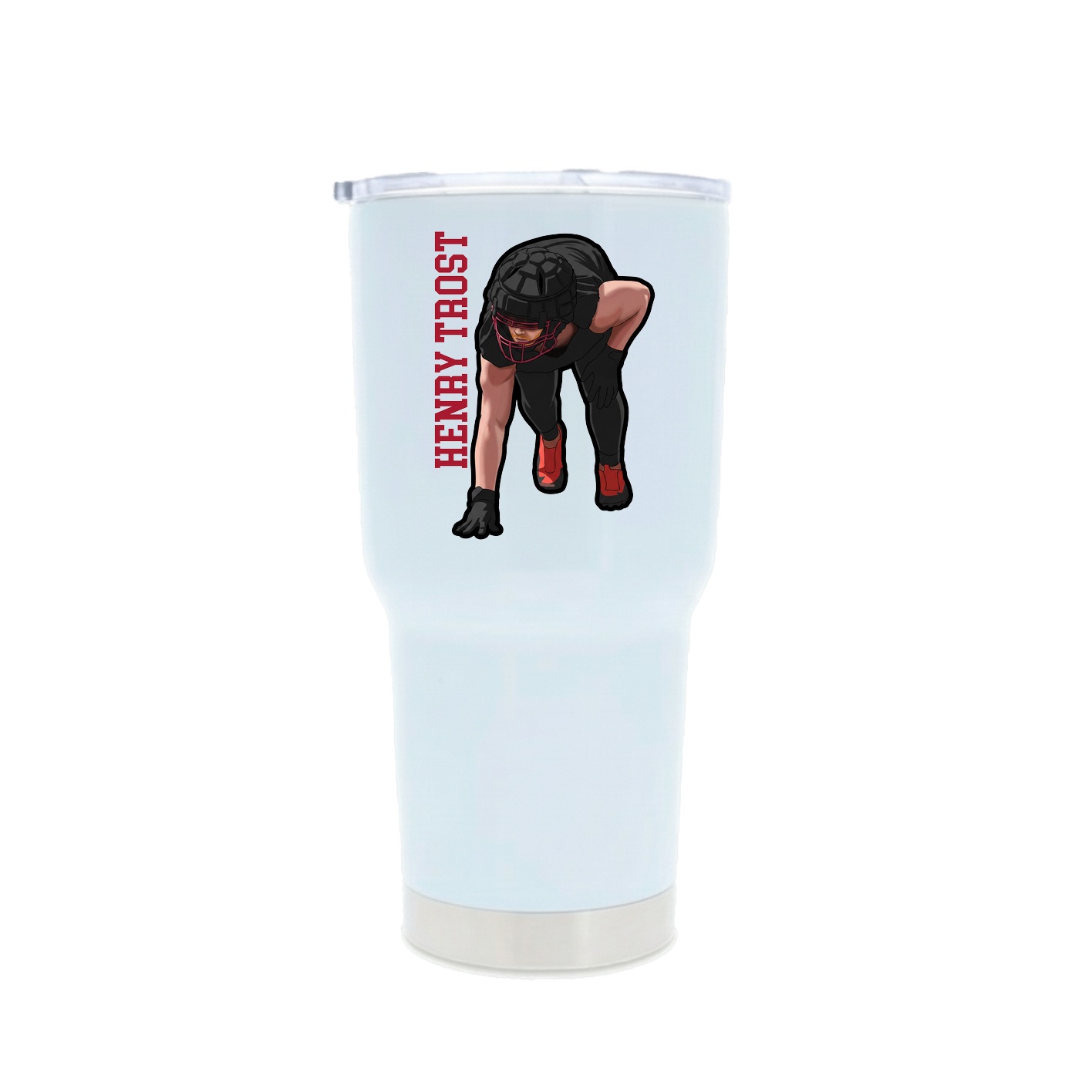 30oz Stainless Steel Tumbler — Name Vertical in White