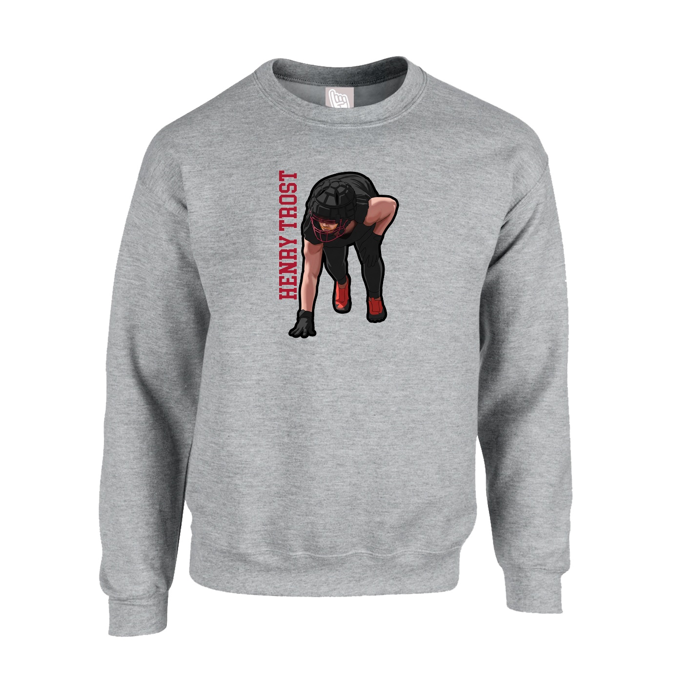 Fleece Crew — Name Vertical in Grey