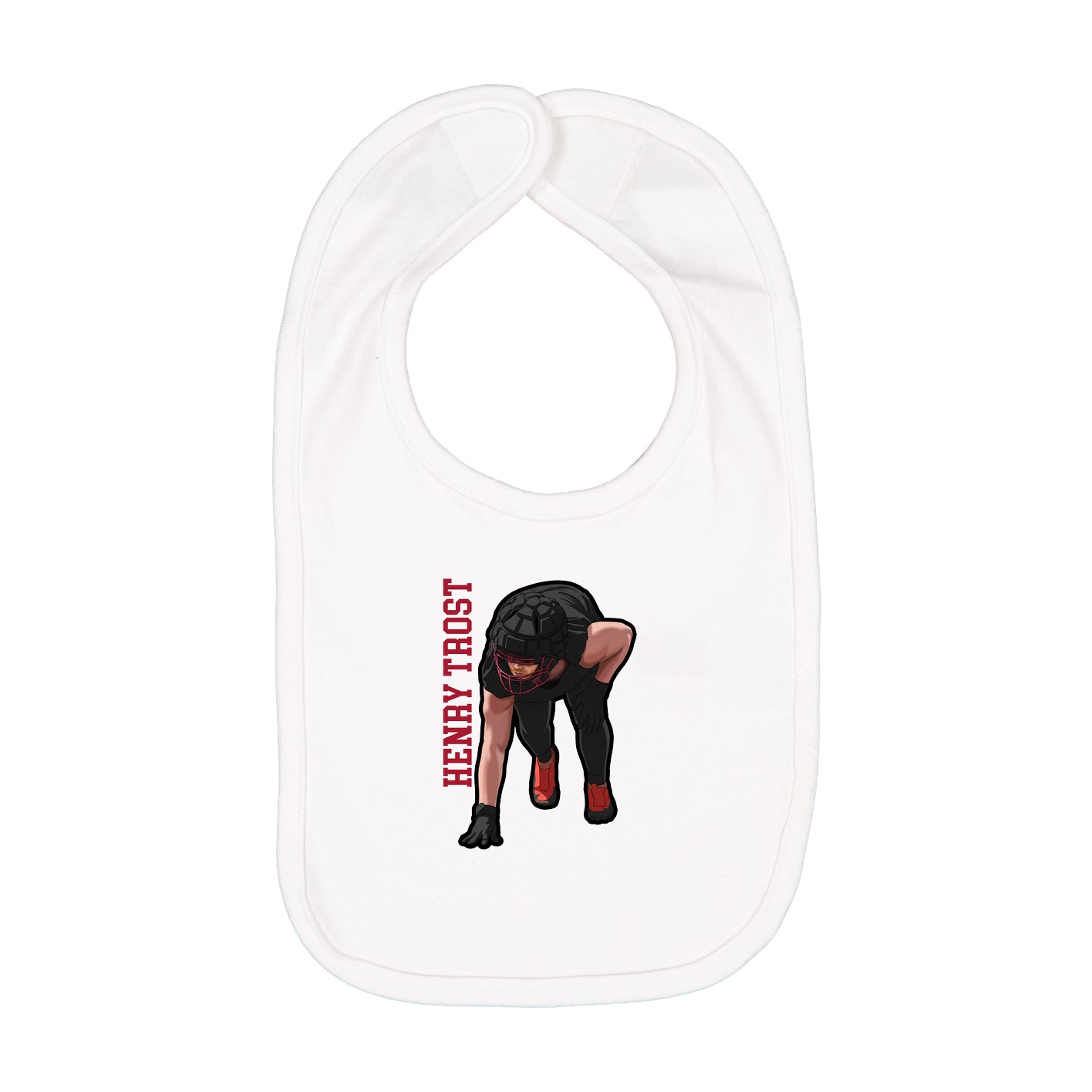 Infant Bib — Name Vertical in White