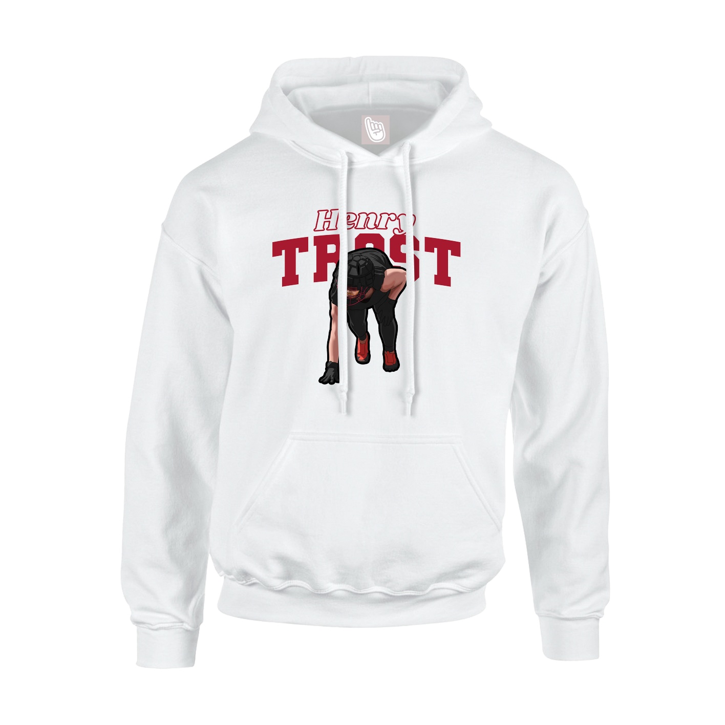 Youth Hoodie — Name Arch in White