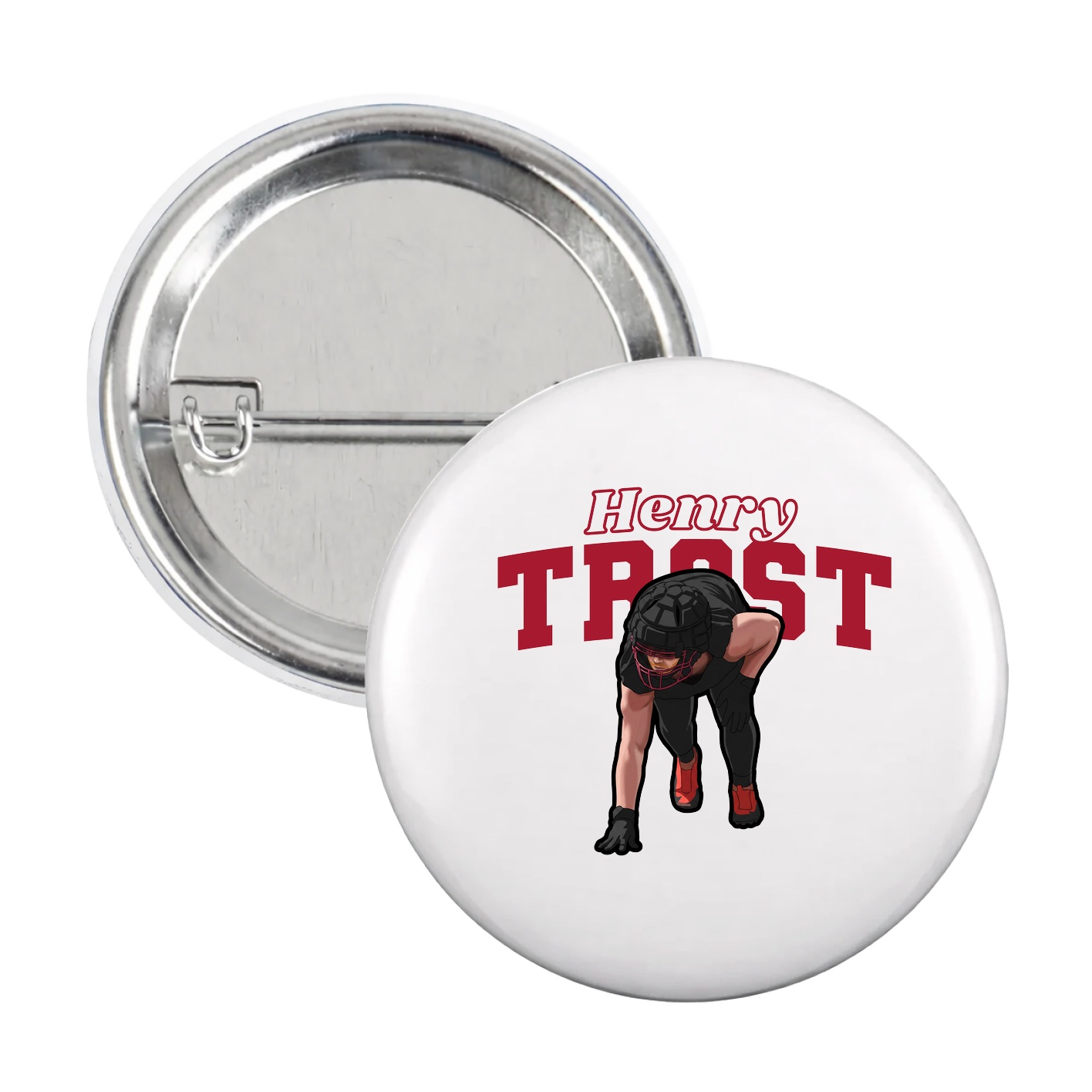 Game Day Button — Name Arch in White