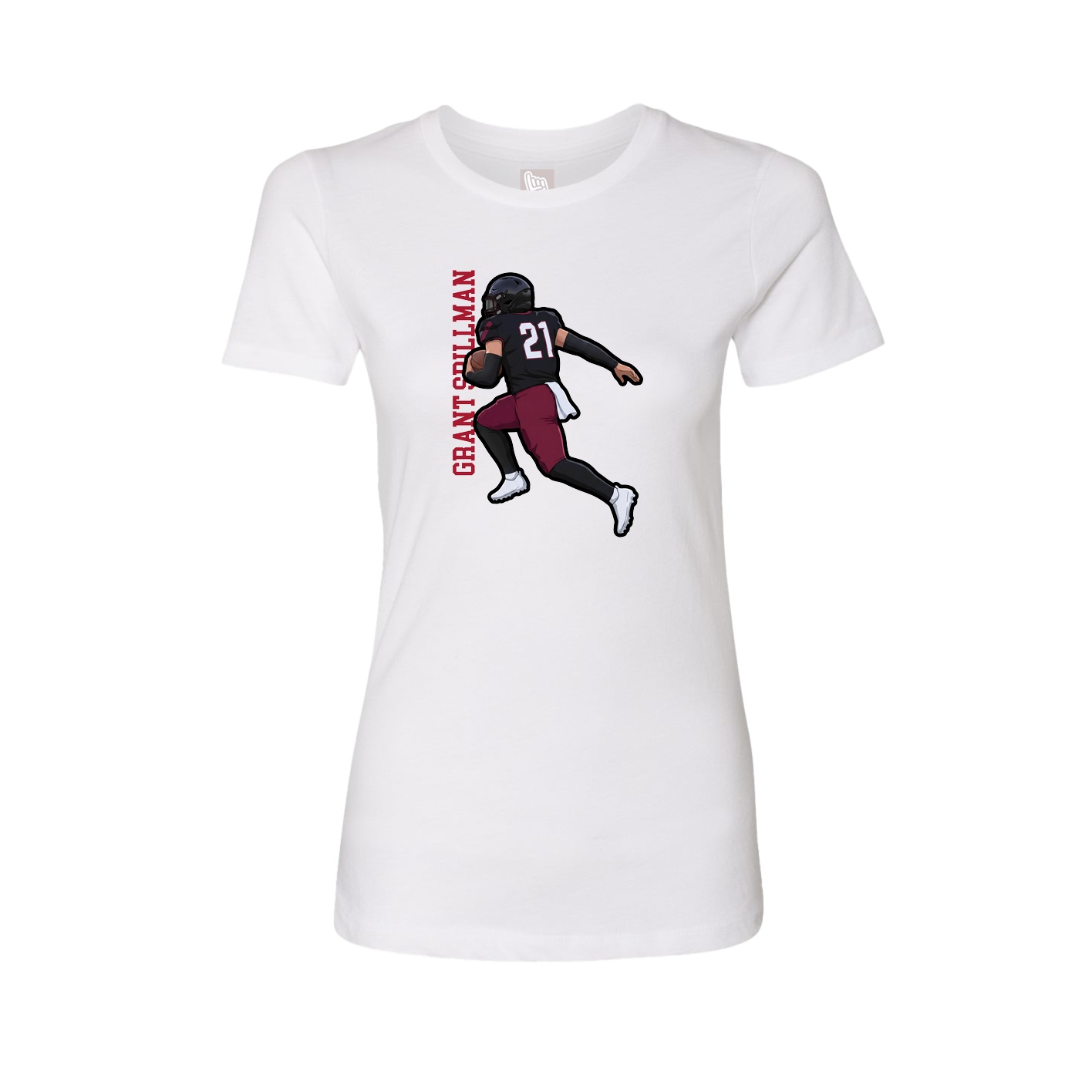 Fitted Women's Tee — Name Vertical in White