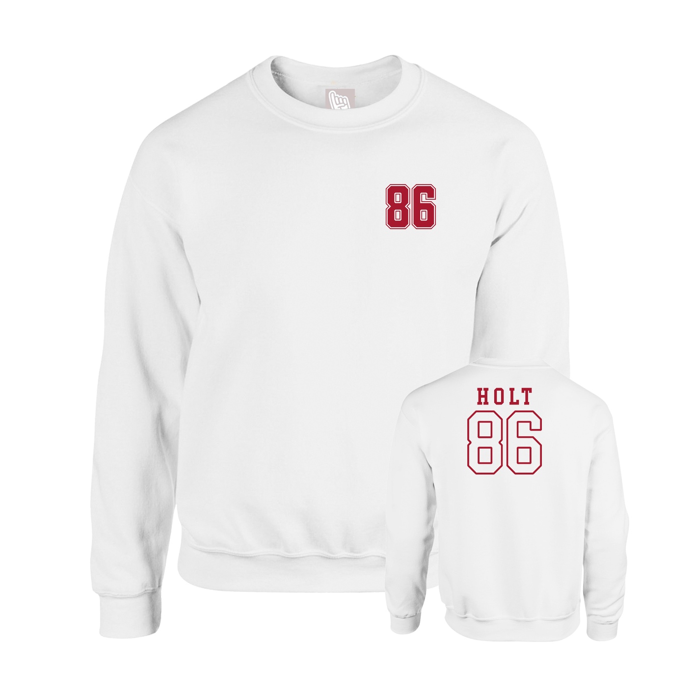 Fleece Crew — Chest Back in White