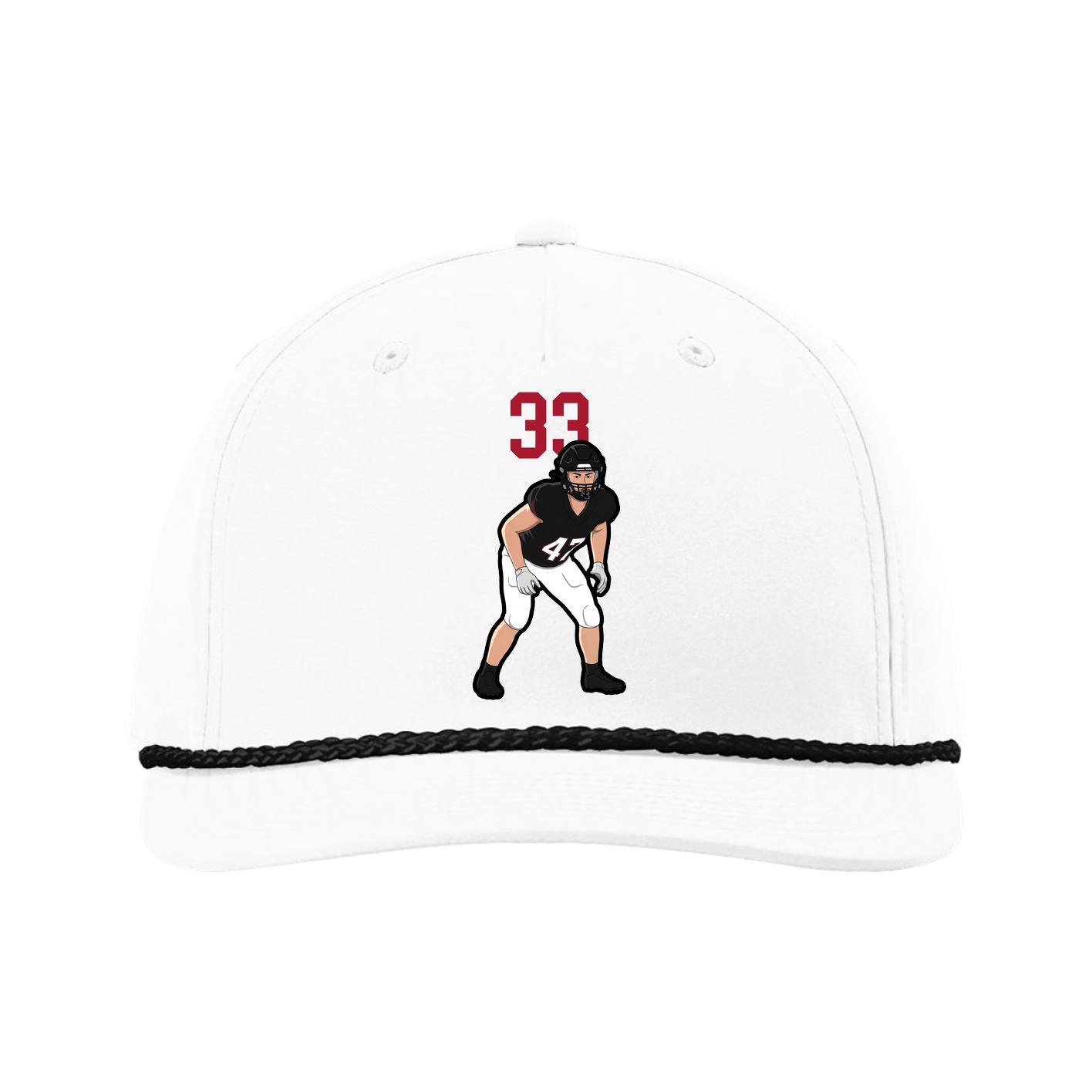 Five-Panel Classic Rope Cap — Number Top in White