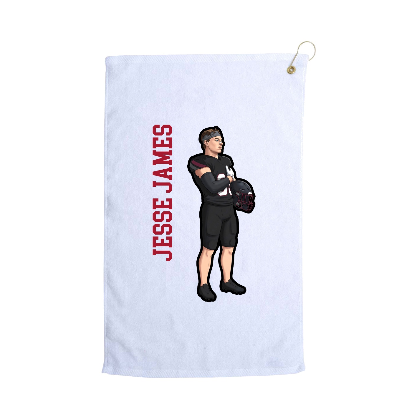 Golf Towel — Name Vertical in White