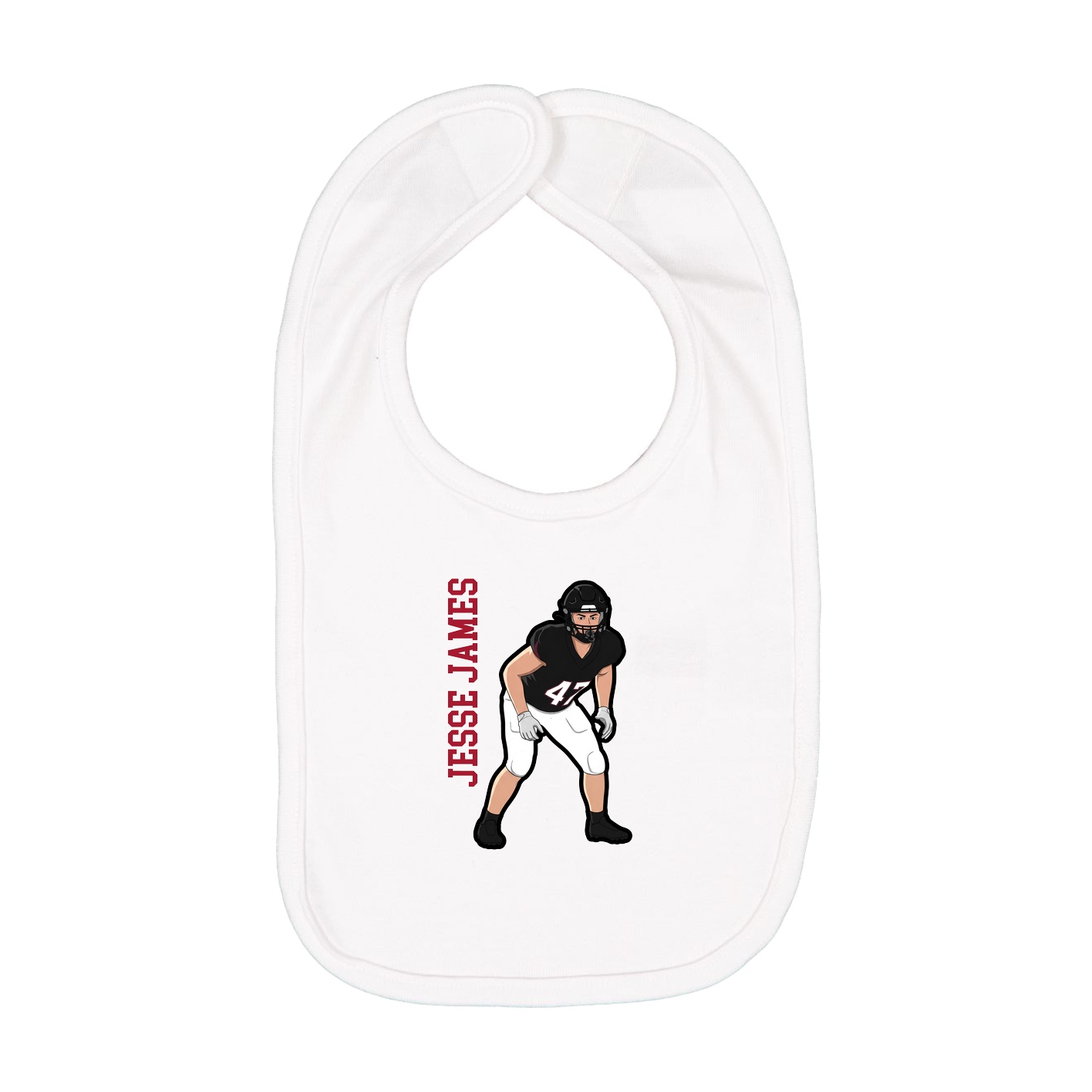 Infant Bib — Name Vertical in White