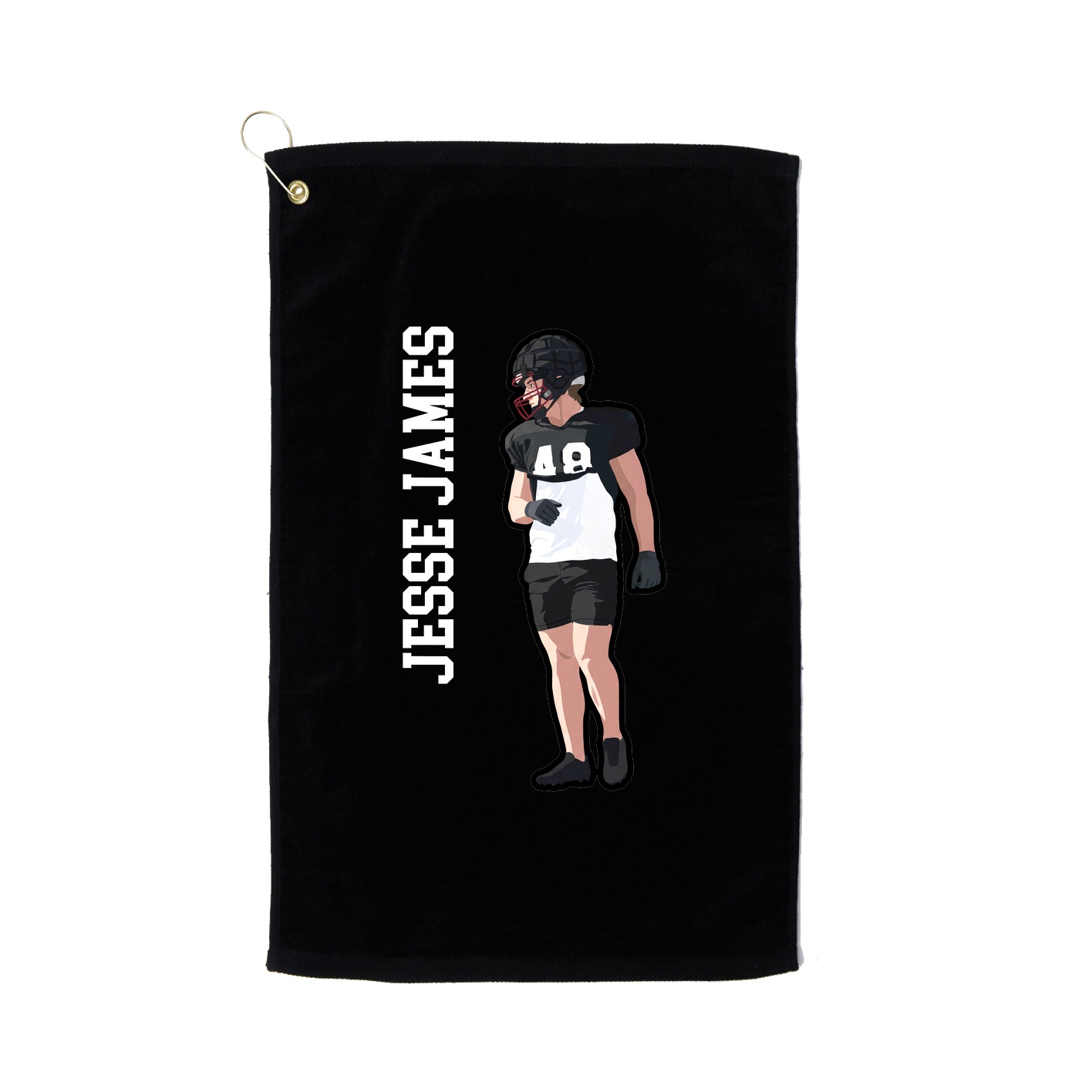 Golf Towel — Name Vertical in Black