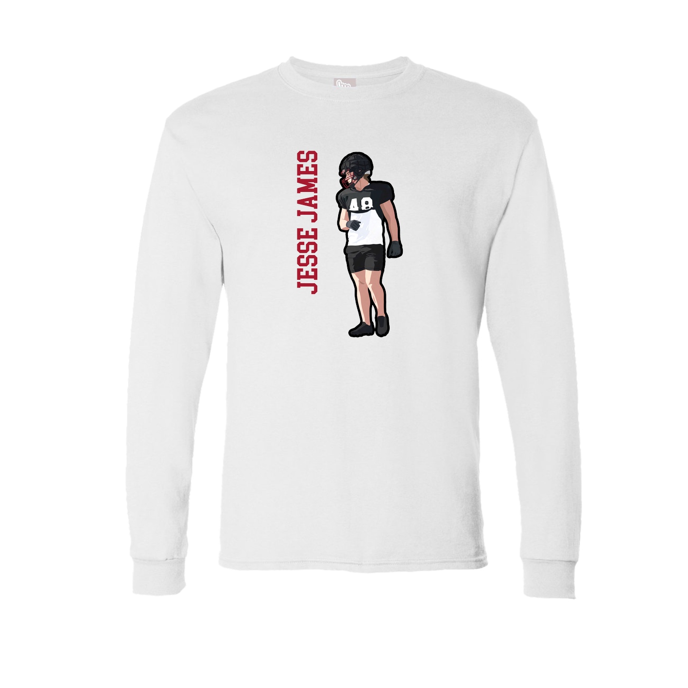 Long Sleeve Tee — Name Vertical in White
