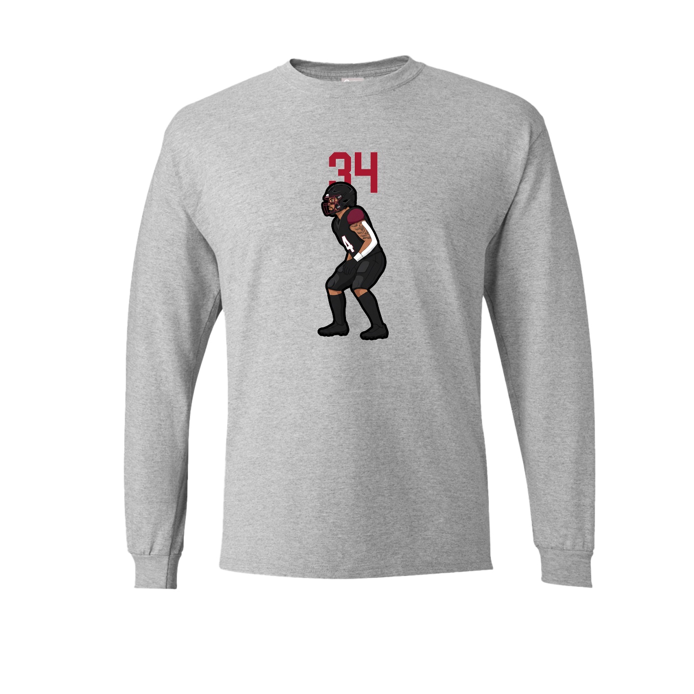 Long Sleeve Tee — Number Top in Grey