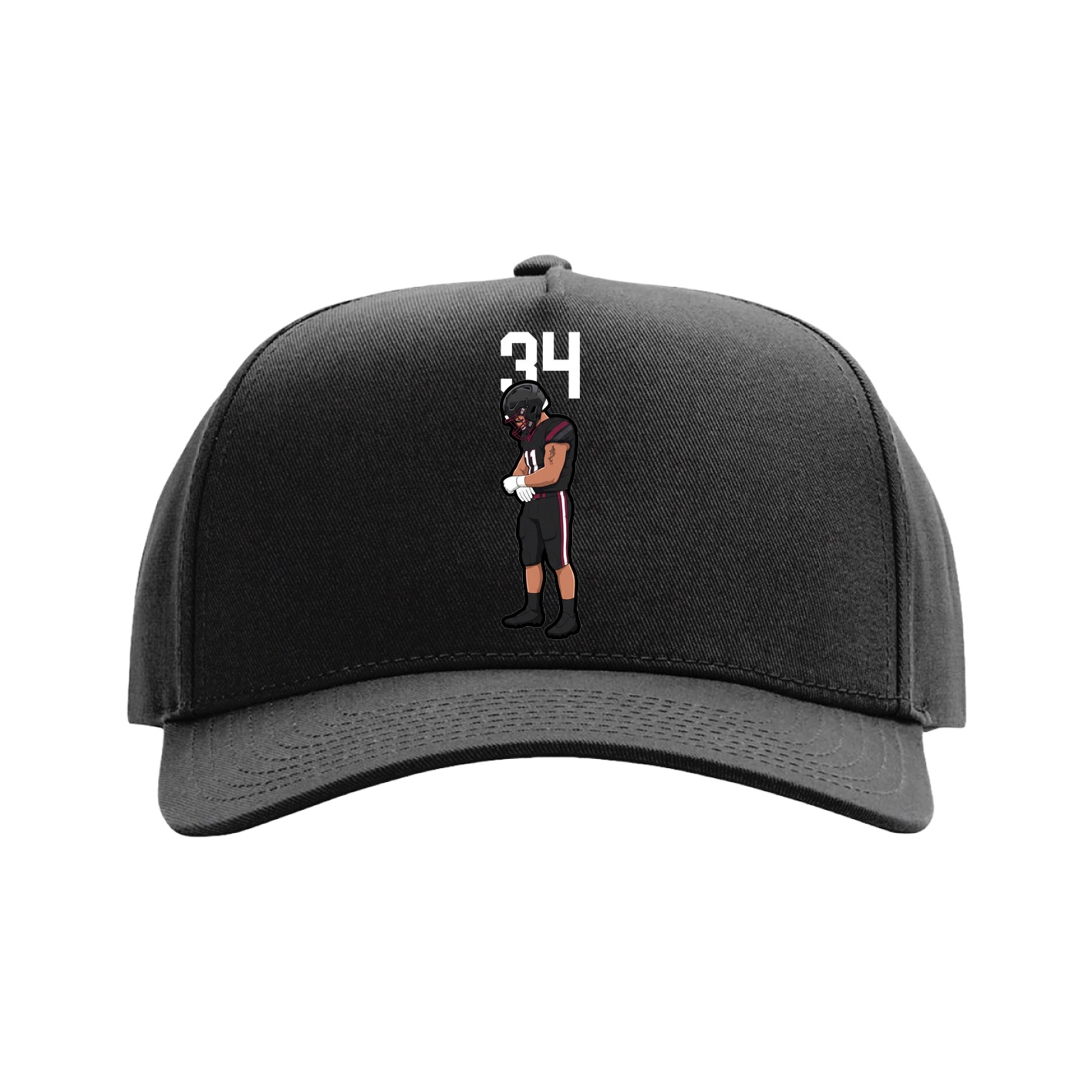 Full Fabric Five-Panel Champ Cap — Number Top in Black