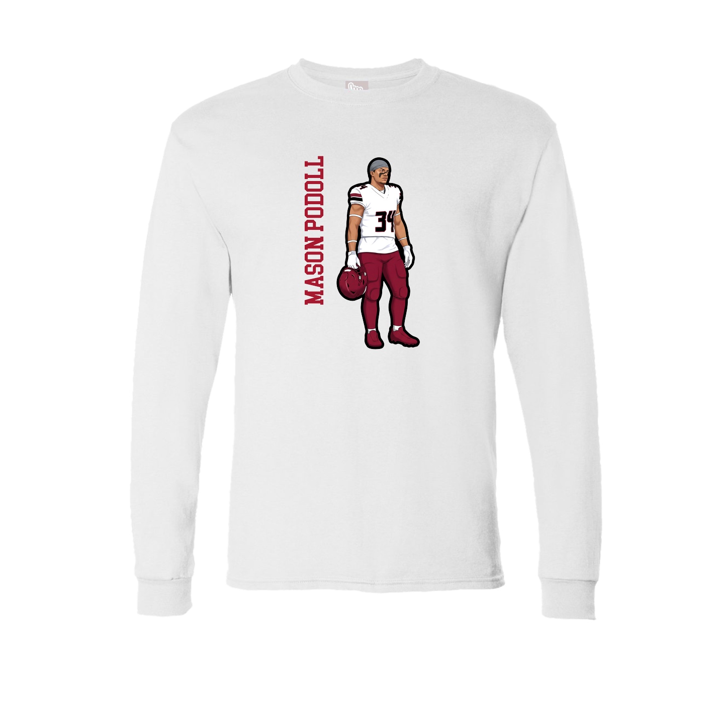 Long Sleeve Tee — Name Vertical in White