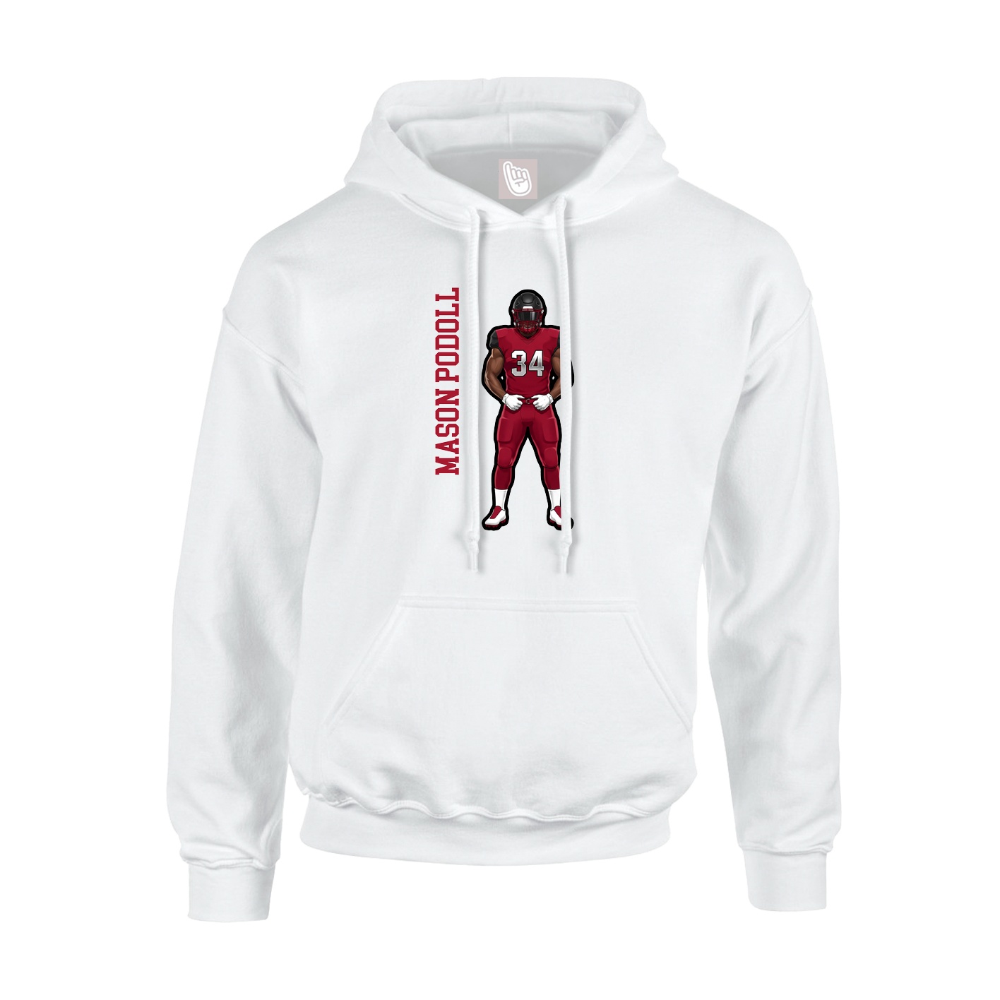 Youth Hoodie — Name Vertical in White