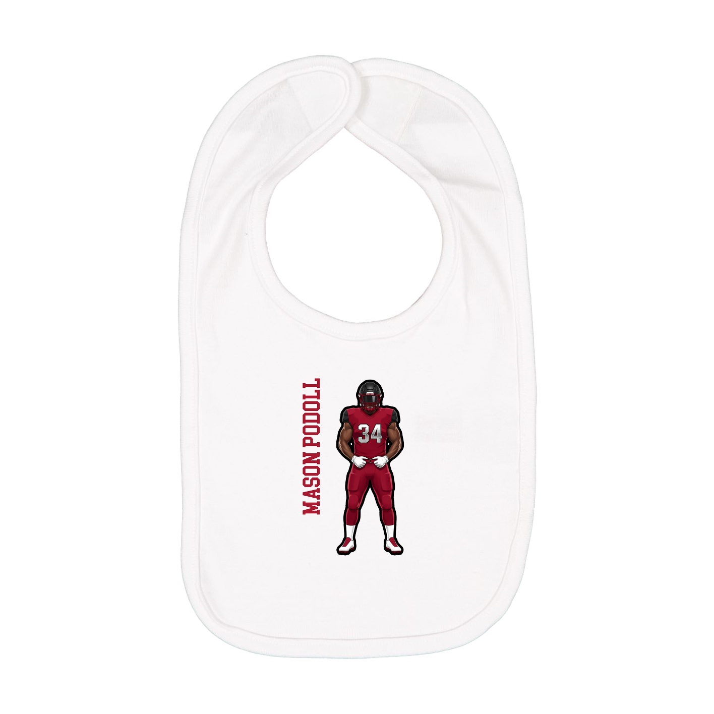 Infant Bib — Name Vertical in White